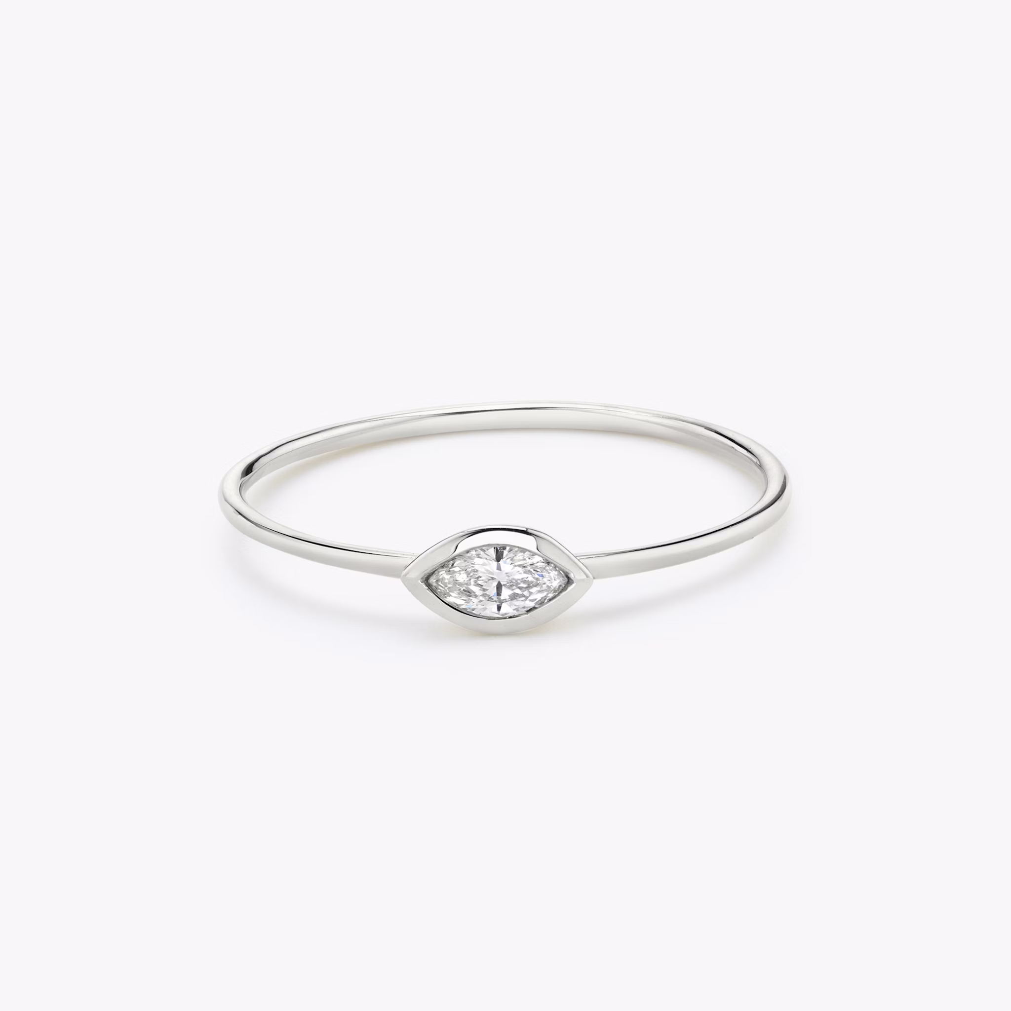 Knife-Edge Bezel Ring | Marquise | 14k | White Gold