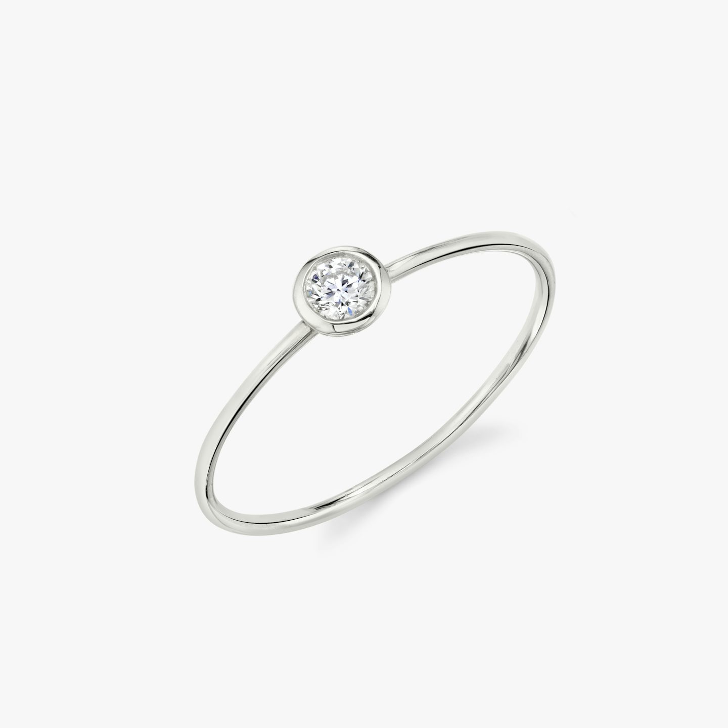 Knife-Edge Bezel Ring | Round Brilliant | 14k | White Gold