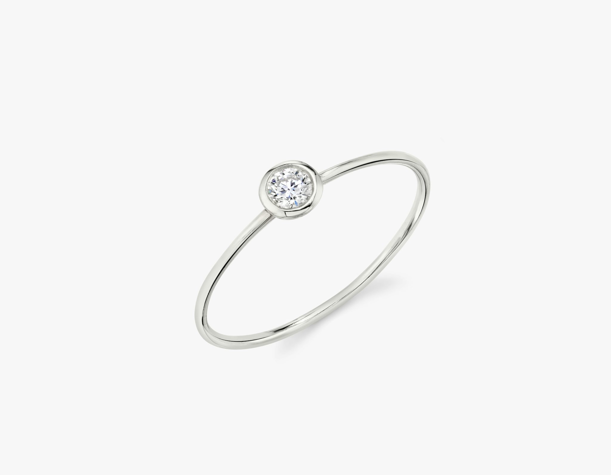 Knife-Edge Bezel Ring | Round Brilliant | 14k | White Gold