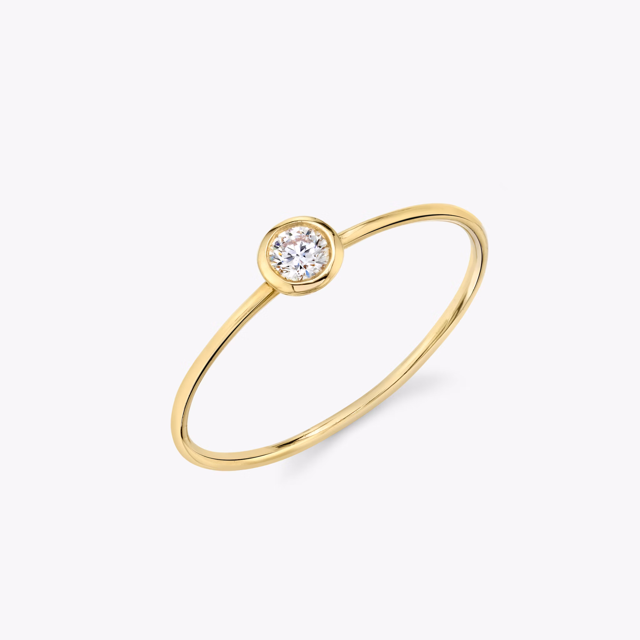 Knife-Edge Bezel Ring | Round Brilliant | 14k | Yellow Gold