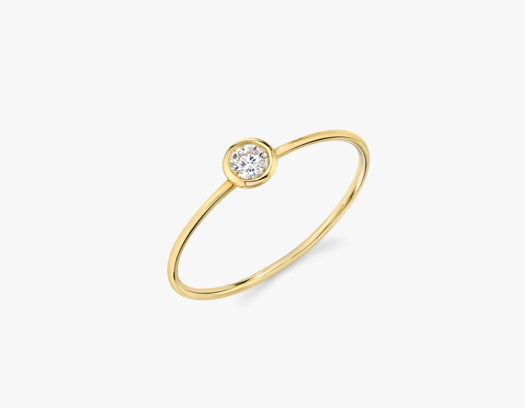 Knife-Edge Bezel Ring | Round Brilliant | 14k | Yellow Gold