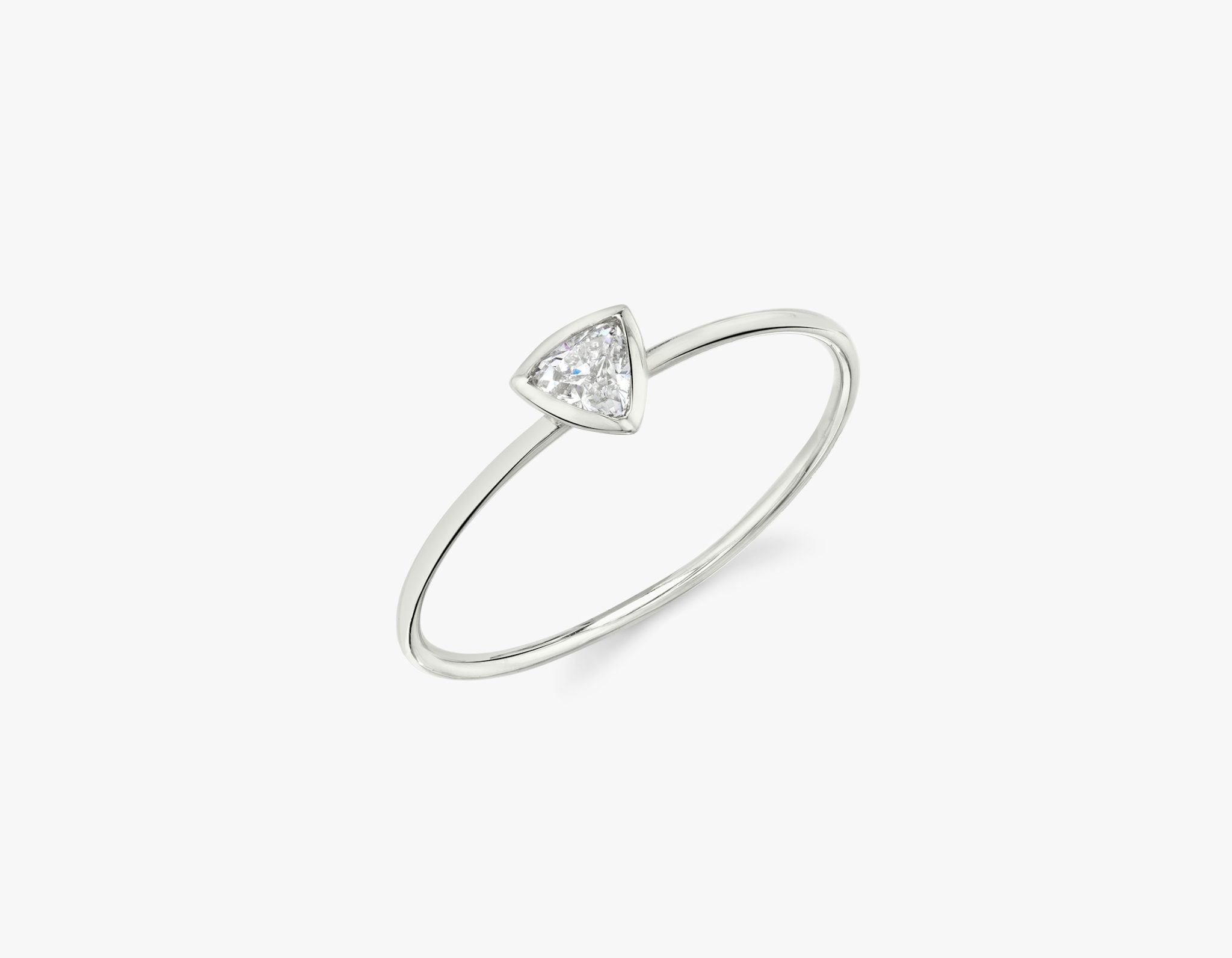 Knife-Edge Bezel Ring | Trillion | 14k | White Gold