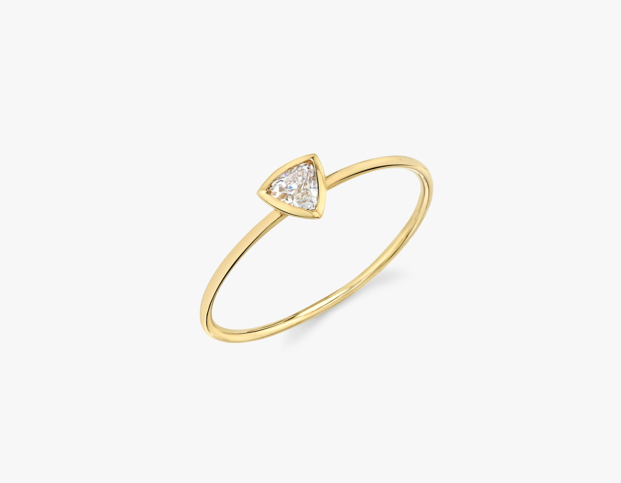 Knife-Edge Bezel Ring | Trillion | 14k | Yellow Gold