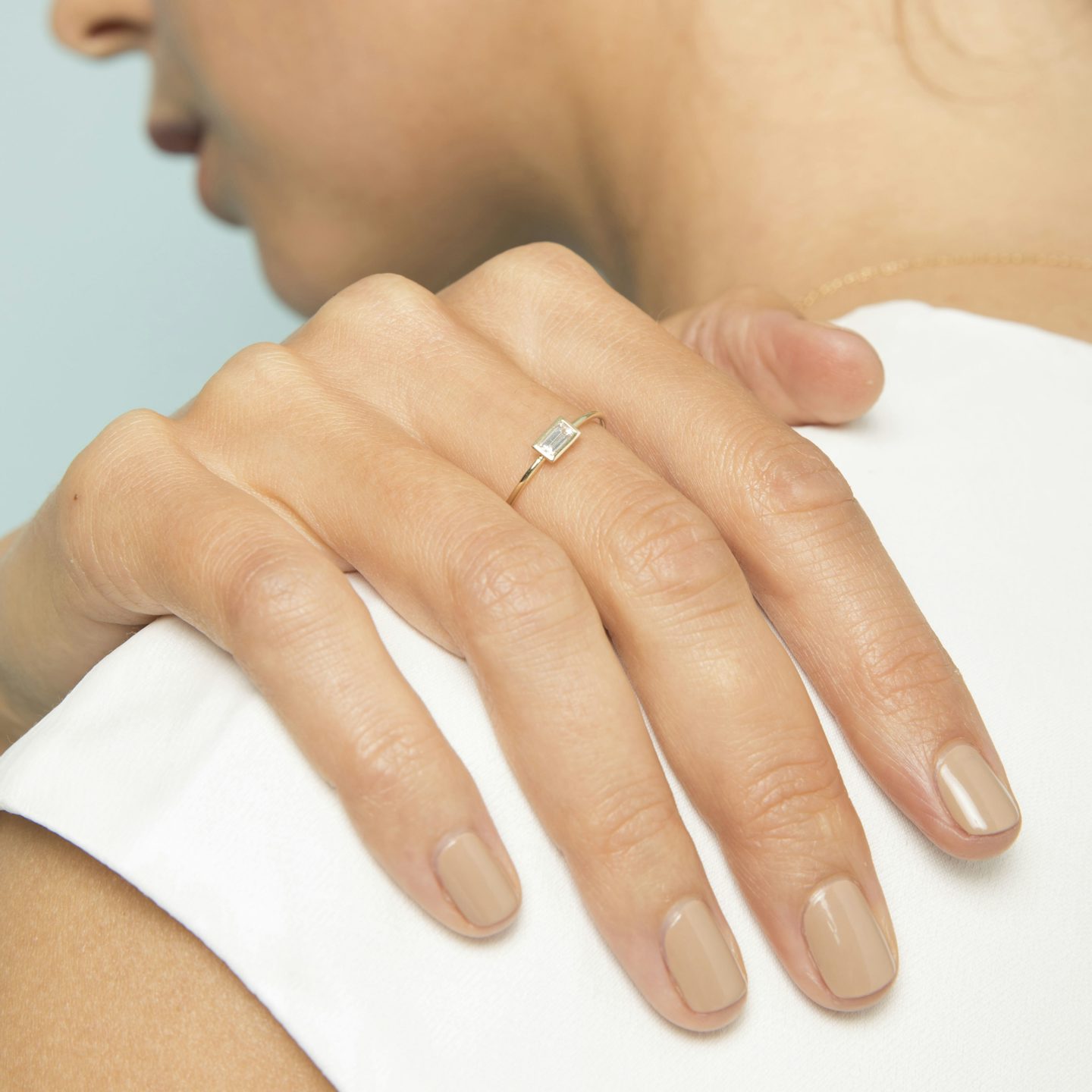 Knife-Edge Bezel Ring | Baguette | 14k | White Gold