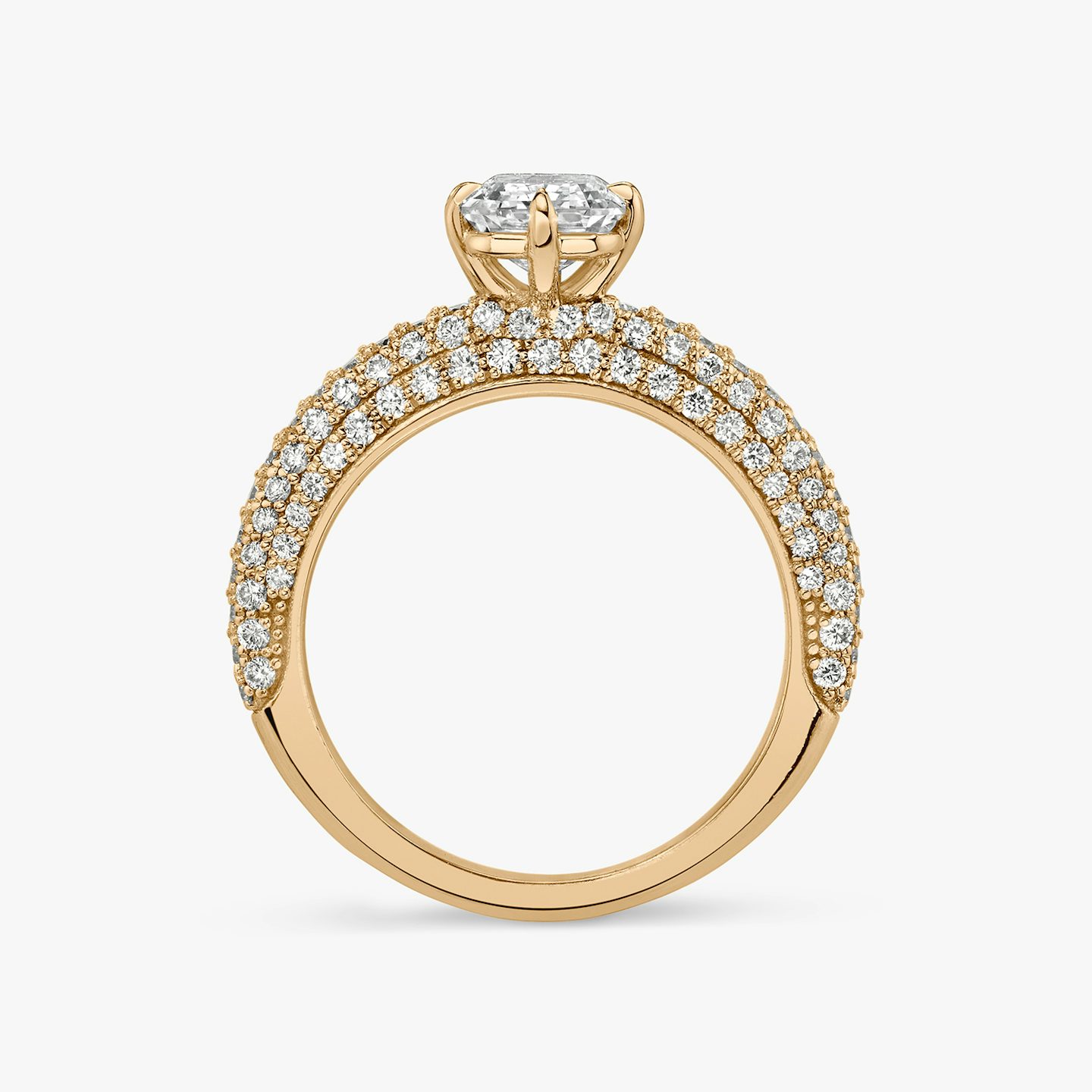 The Curator | Emerald | 14k | Rose Gold | bandAccent: Pavé | diamondOrientation: vertical | caratWeight: other