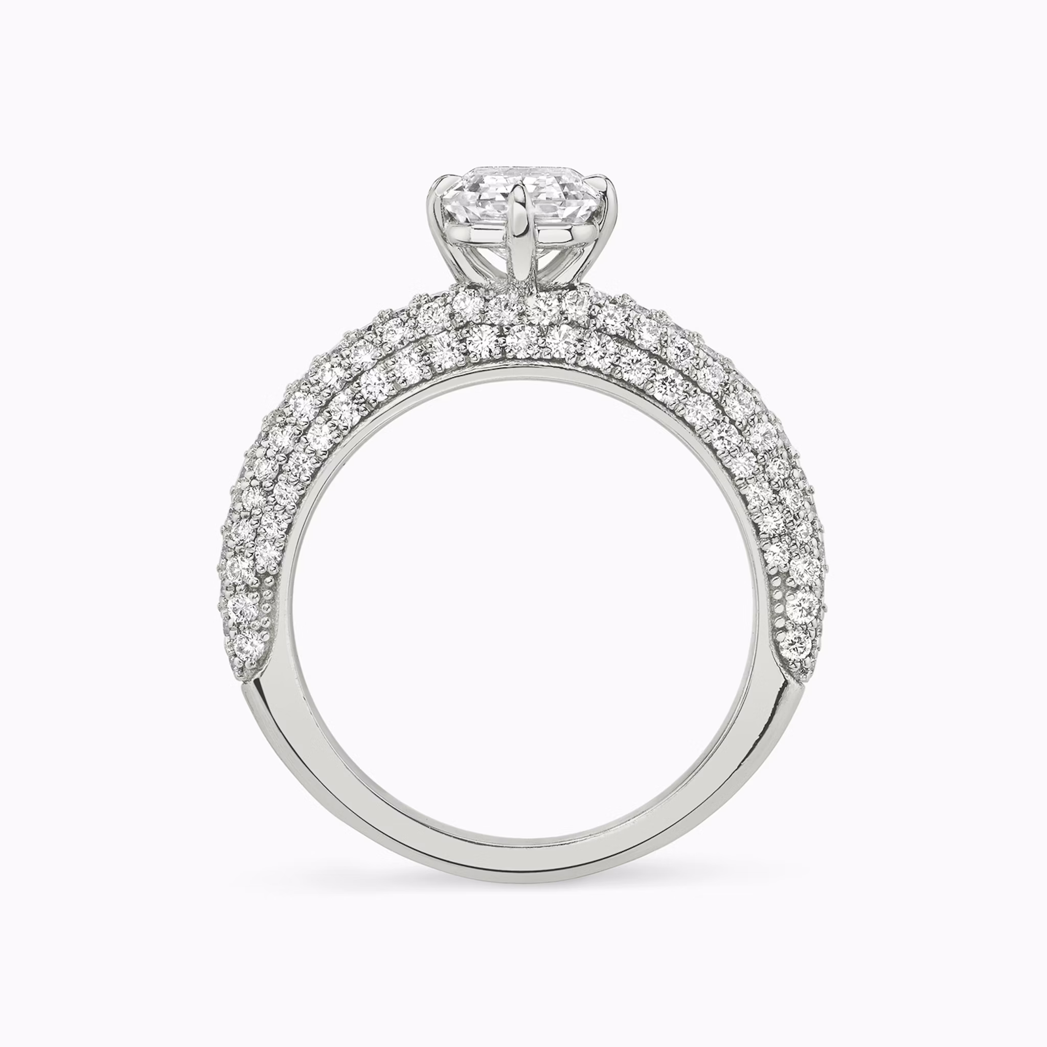 The Curator | Emerald | 18k | White Gold | bandAccent: Pavé | diamondOrientation: vertical | caratWeight: other