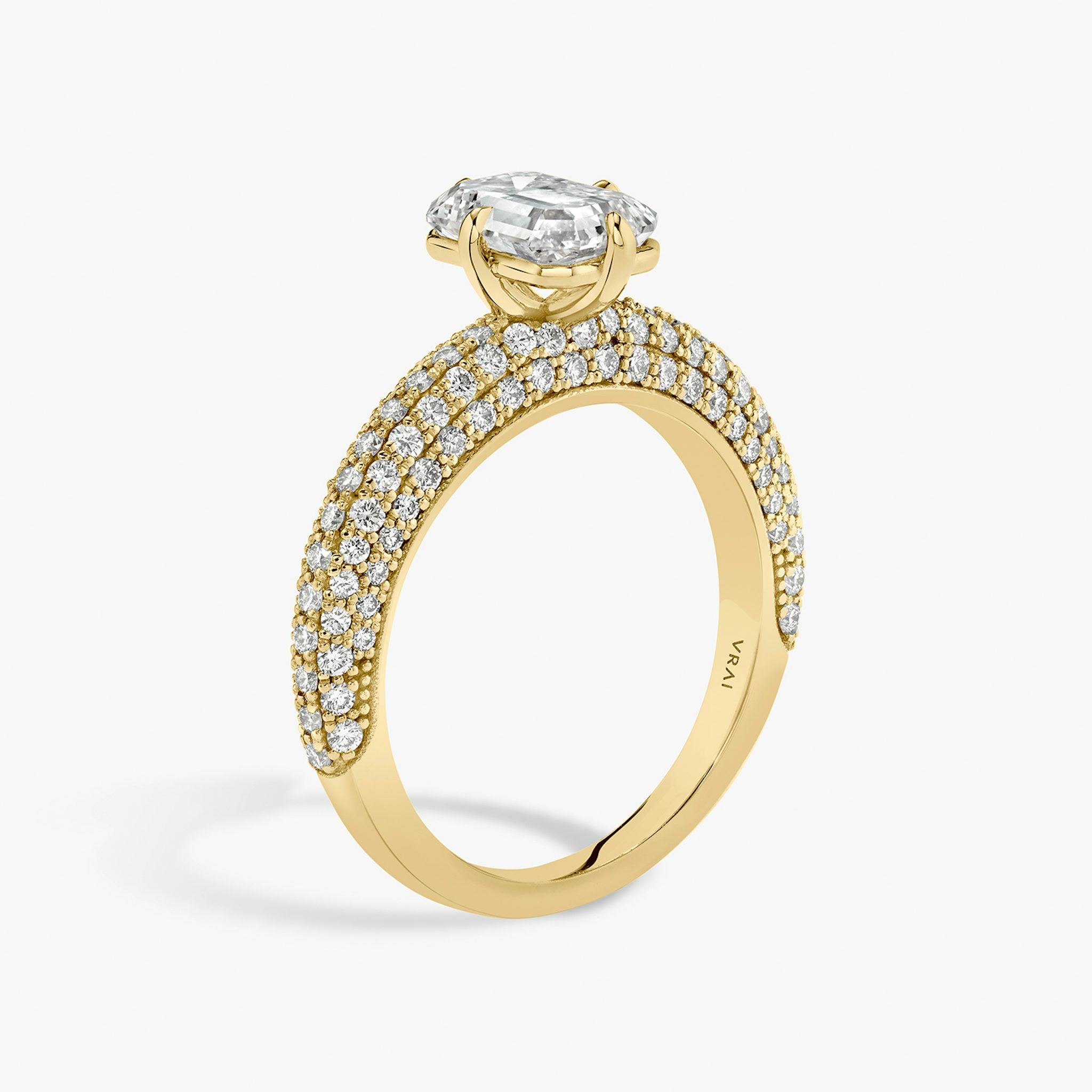 The Curator | Emerald | 18k | Yellow Gold | bandAccent: Pavé | diamondOrientation: vertical | caratWeight: other
