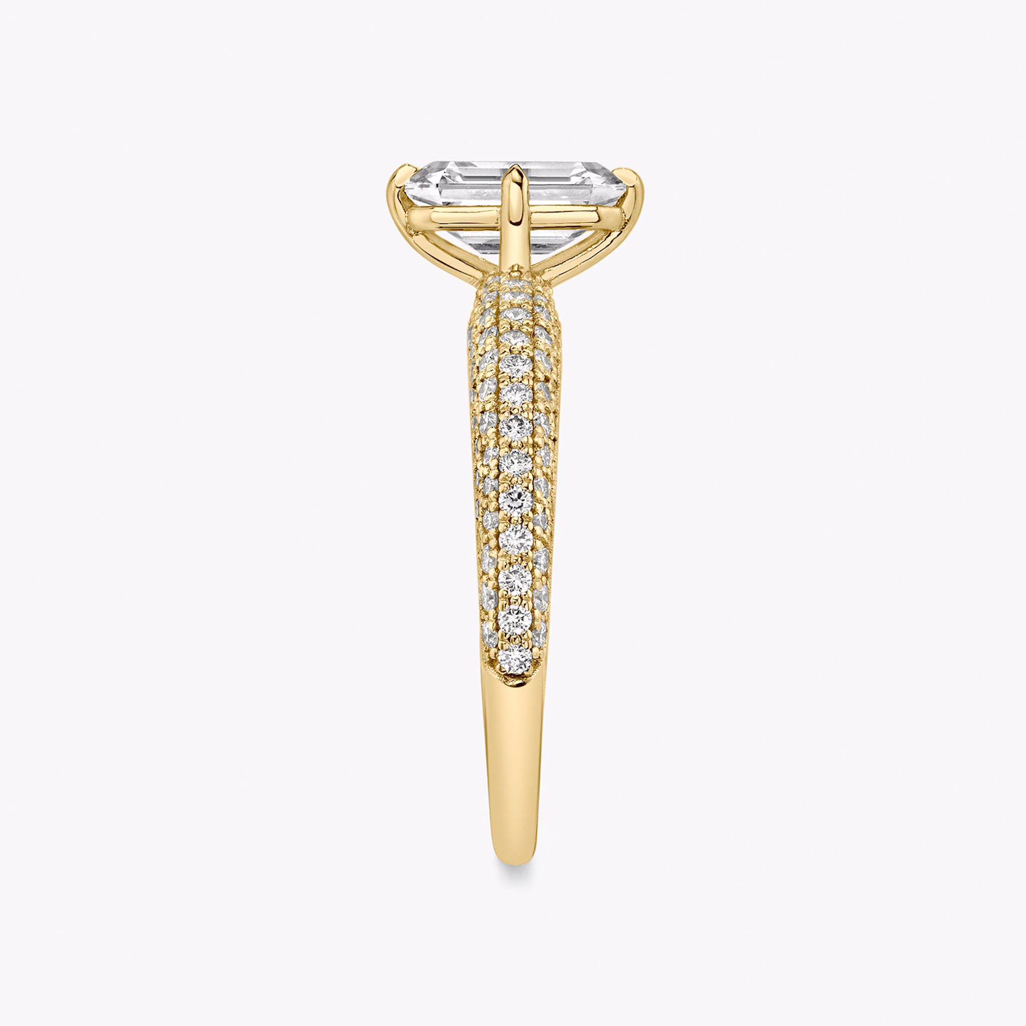 The Curator | Emerald | 18k | Yellow Gold | bandAccent: Pavé | diamondOrientation: vertical | caratWeight: other