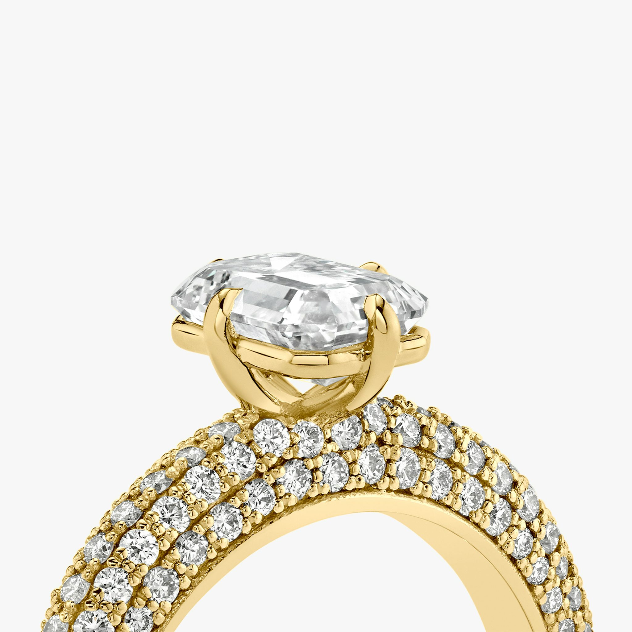 The Curator | Emerald | 18k | Yellow Gold | bandAccent: Pavé | diamondOrientation: vertical | caratWeight: other