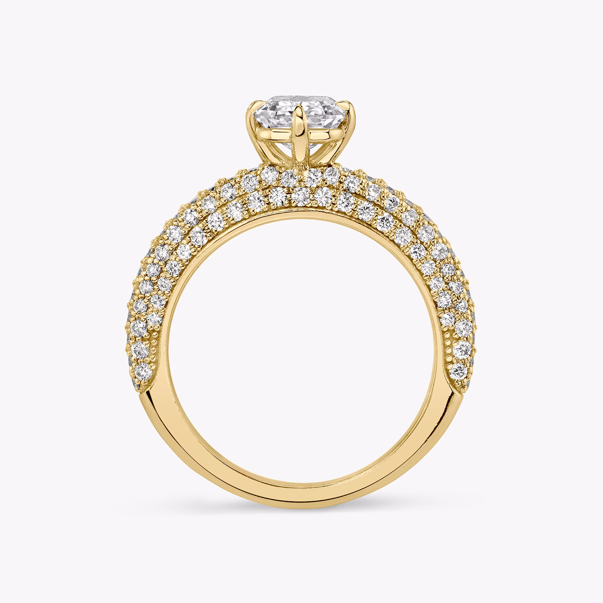 The Curator | Emerald | 18k | Yellow Gold | bandAccent: Pavé | diamondOrientation: vertical | caratWeight: other
