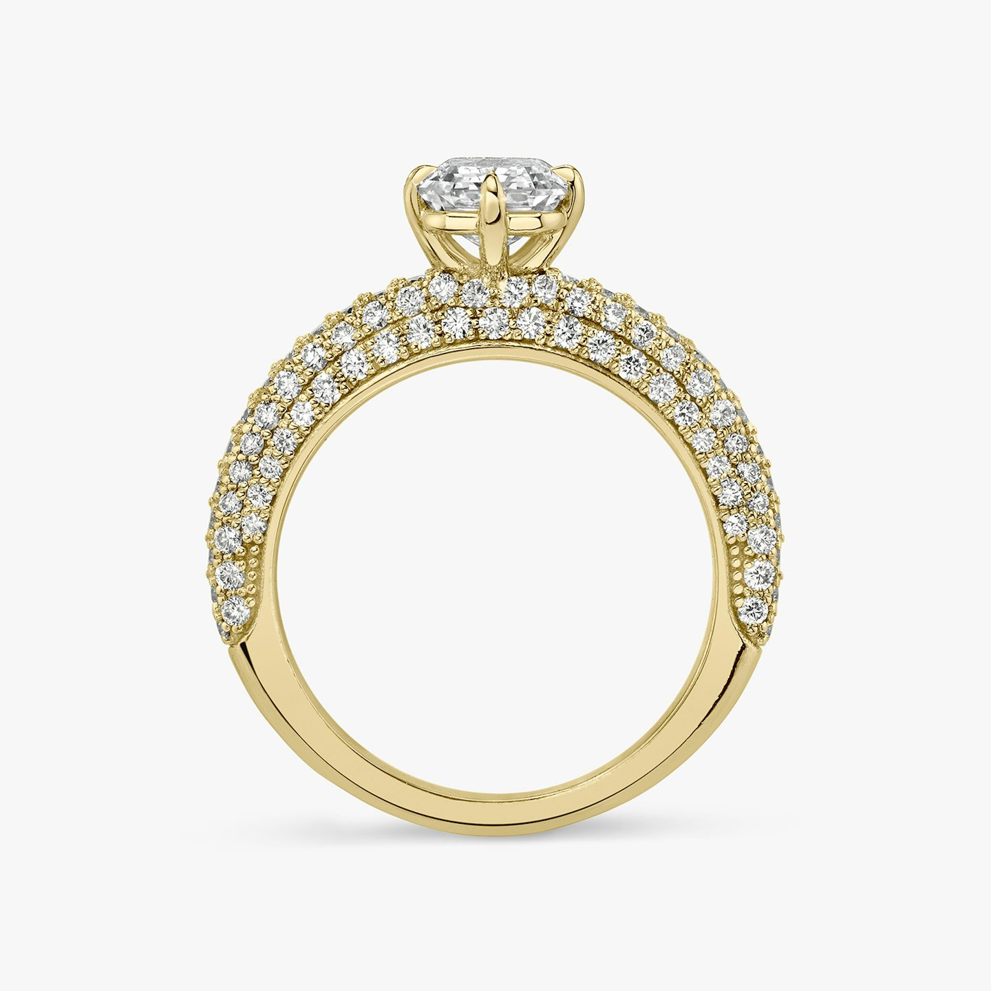 The Curator | Emerald | 18k | Yellow Gold | bandAccent: Pavé | diamondOrientation: vertical | caratWeight: other