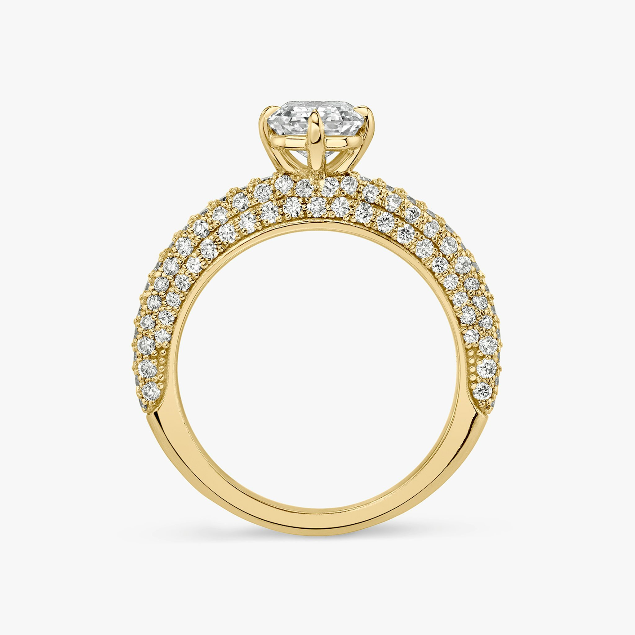 The Curator | Emerald | 18k | Yellow Gold | bandAccent: Pavé | diamondOrientation: vertical | caratWeight: other