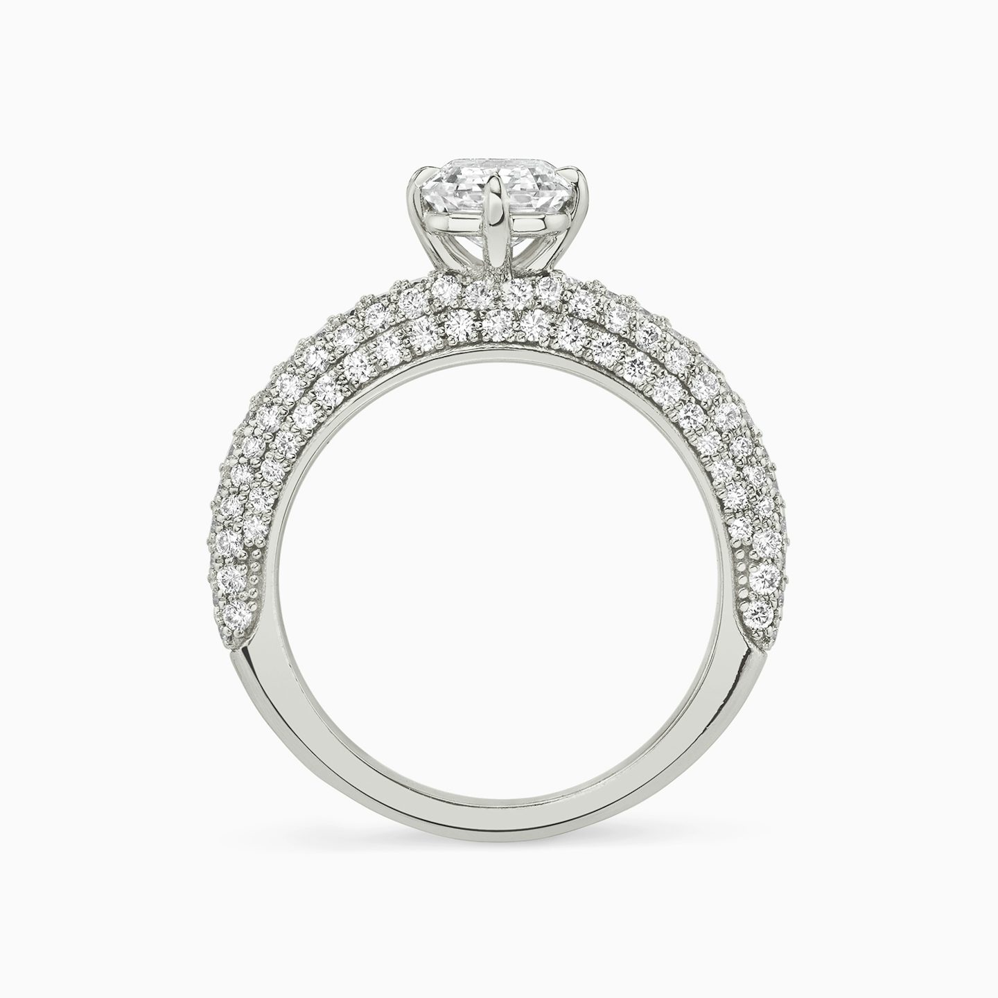 The Curator | Emerald | Platinum | bandAccent: Pavé | diamondOrientation: vertical | caratWeight: other