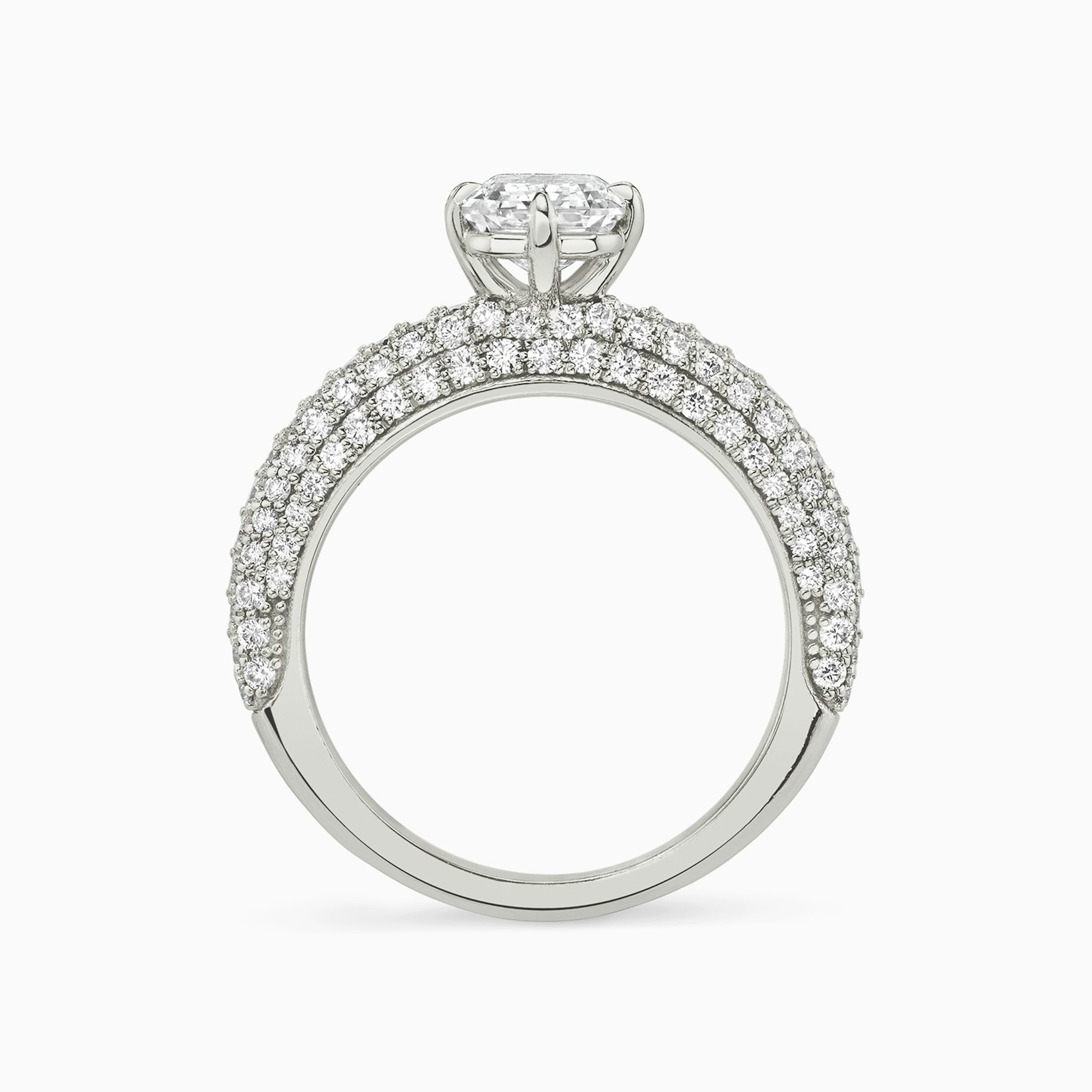 The Curator | Emerald | Platinum | bandAccent: Pavé | diamondOrientation: vertical | caratWeight: other