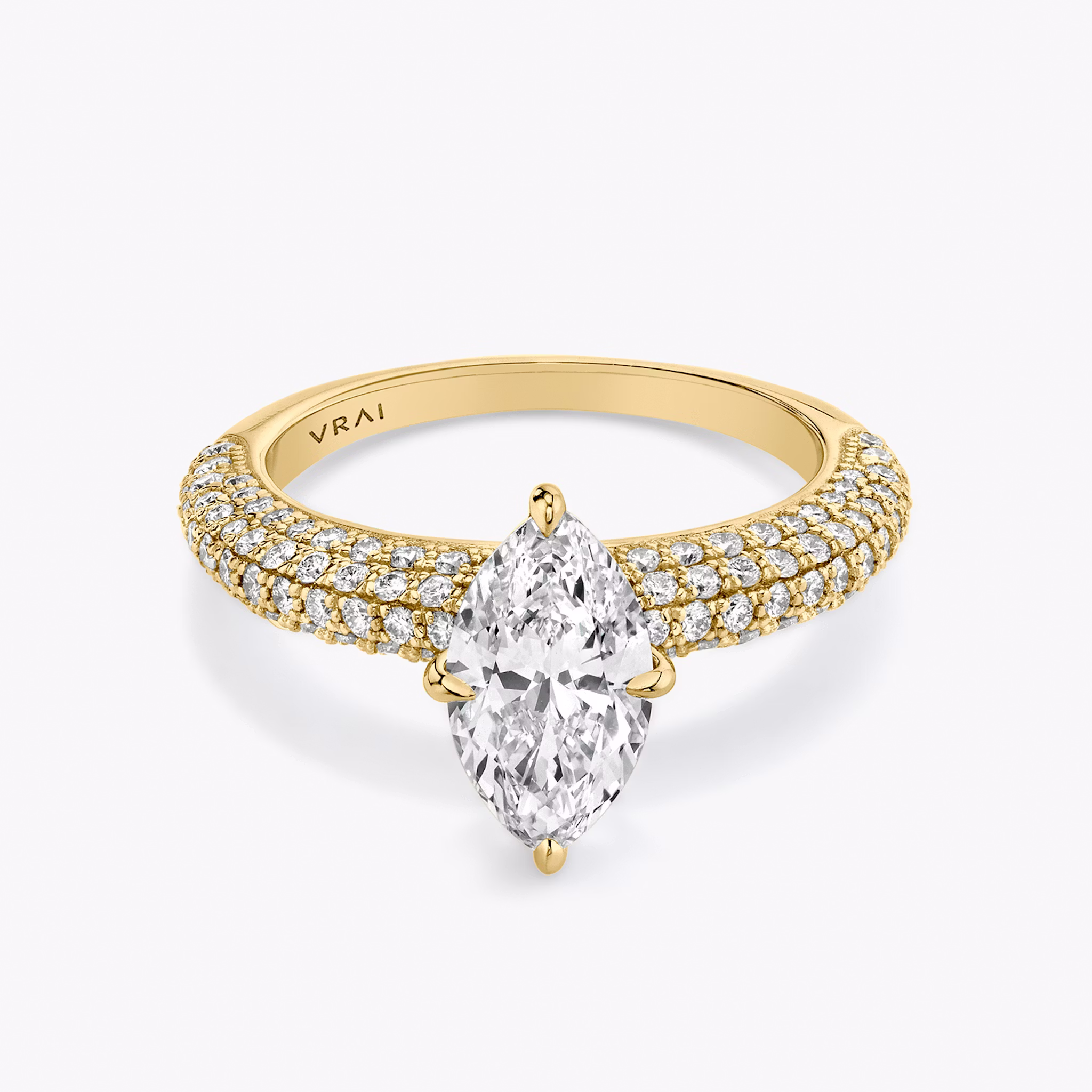 The Curator | Marquise | 18k | Yellow Gold | bandAccent: Pavé | diamondOrientation: vertical | caratWeight: other