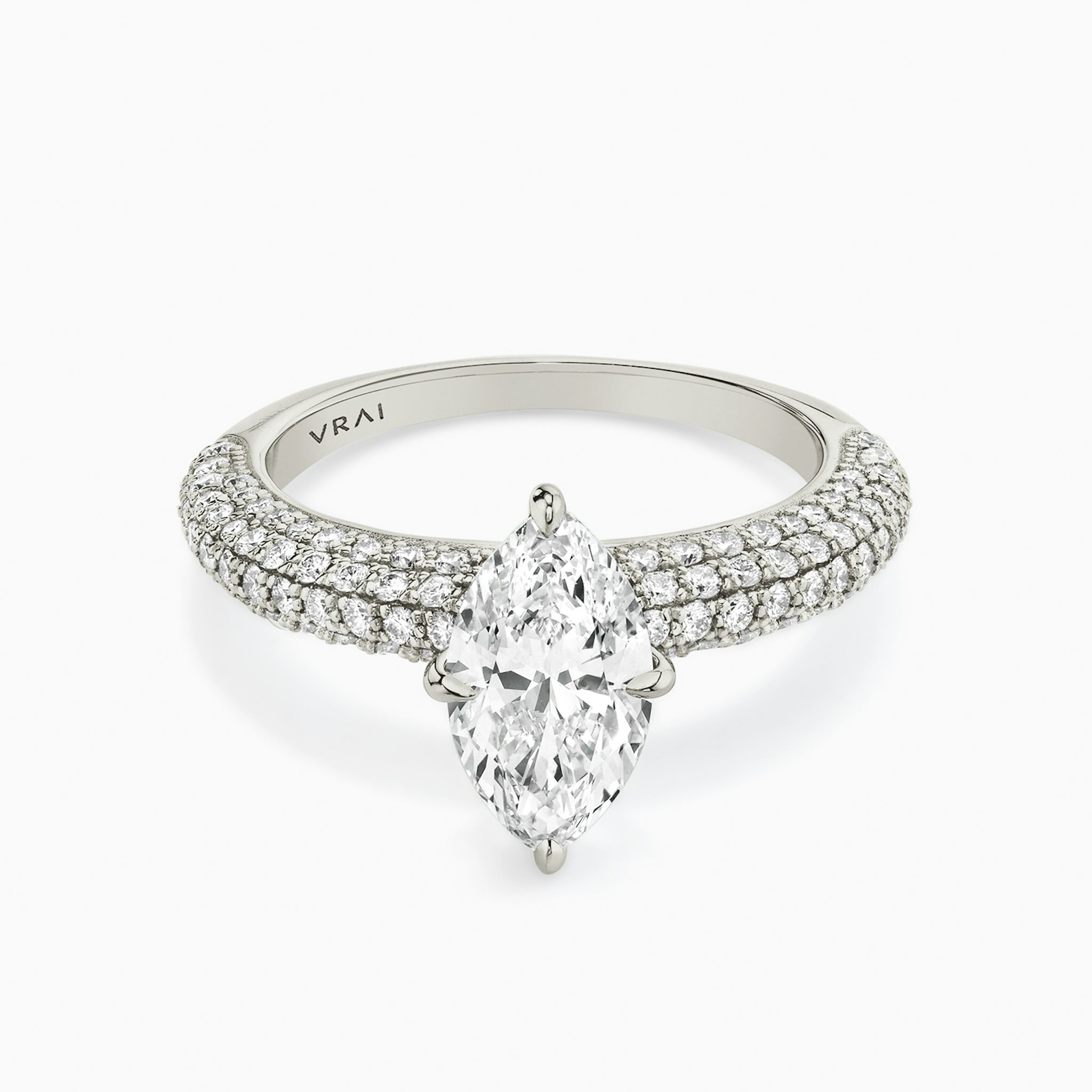 The Curator | Marquise | 18k | White Gold | bandAccent: Pavé | diamondOrientation: vertical | caratWeight: other