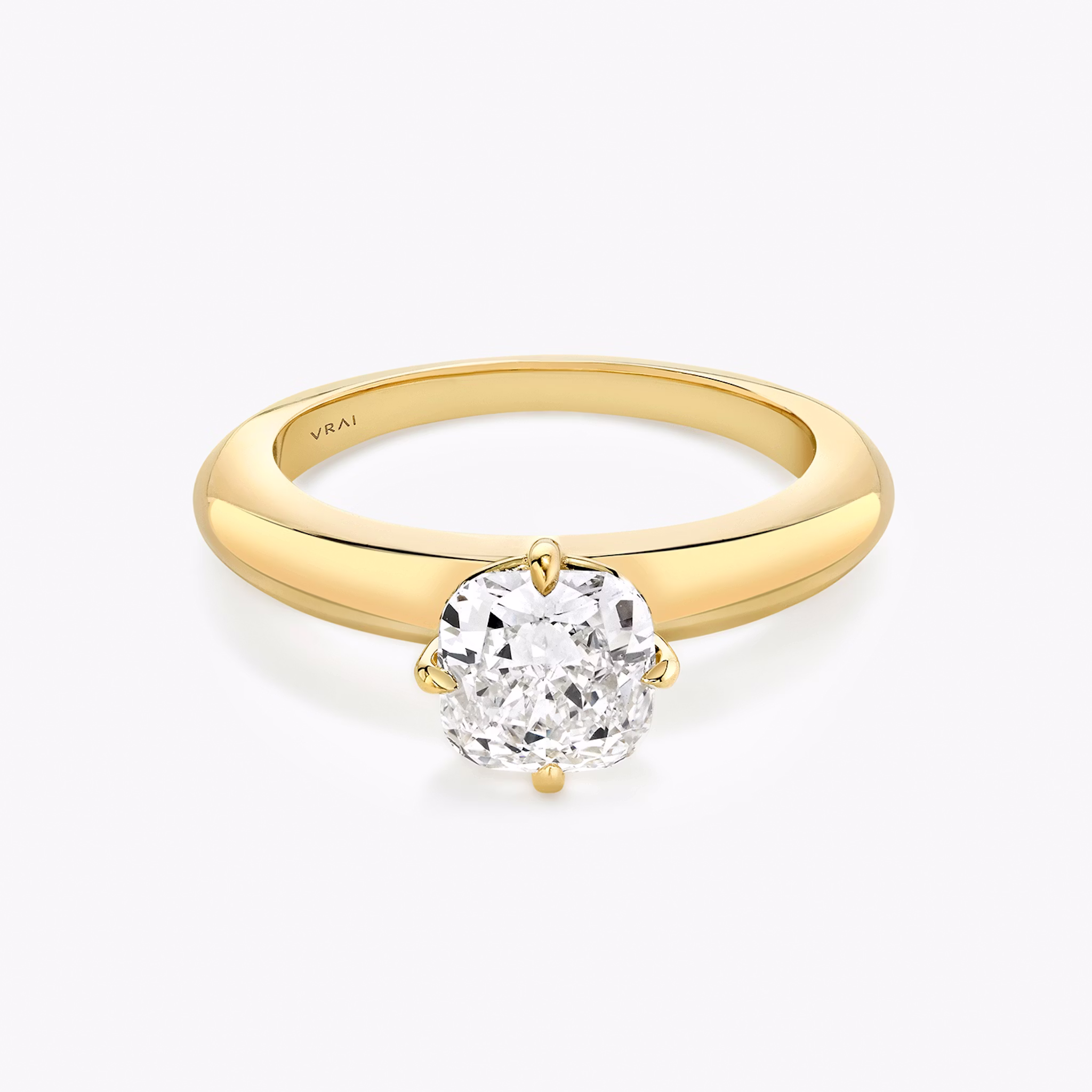 The Curator | Cushion | 18k | Yellow Gold | bandAccent: Plain | diamondOrientation: vertical | caratWeight: other