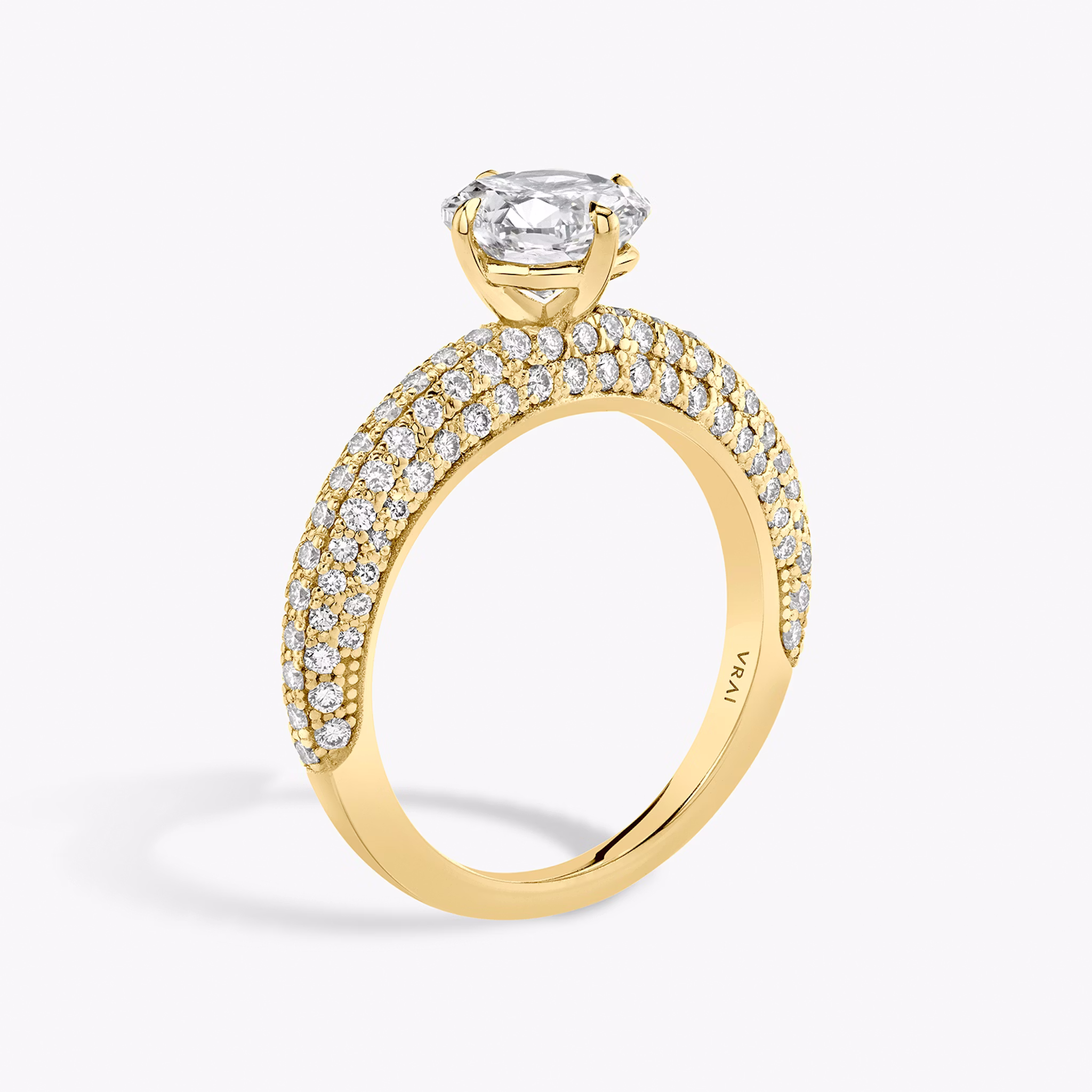 The Curator | Cushion | 18k | Yellow Gold | bandAccent: Pavé | diamondOrientation: vertical | caratWeight: other