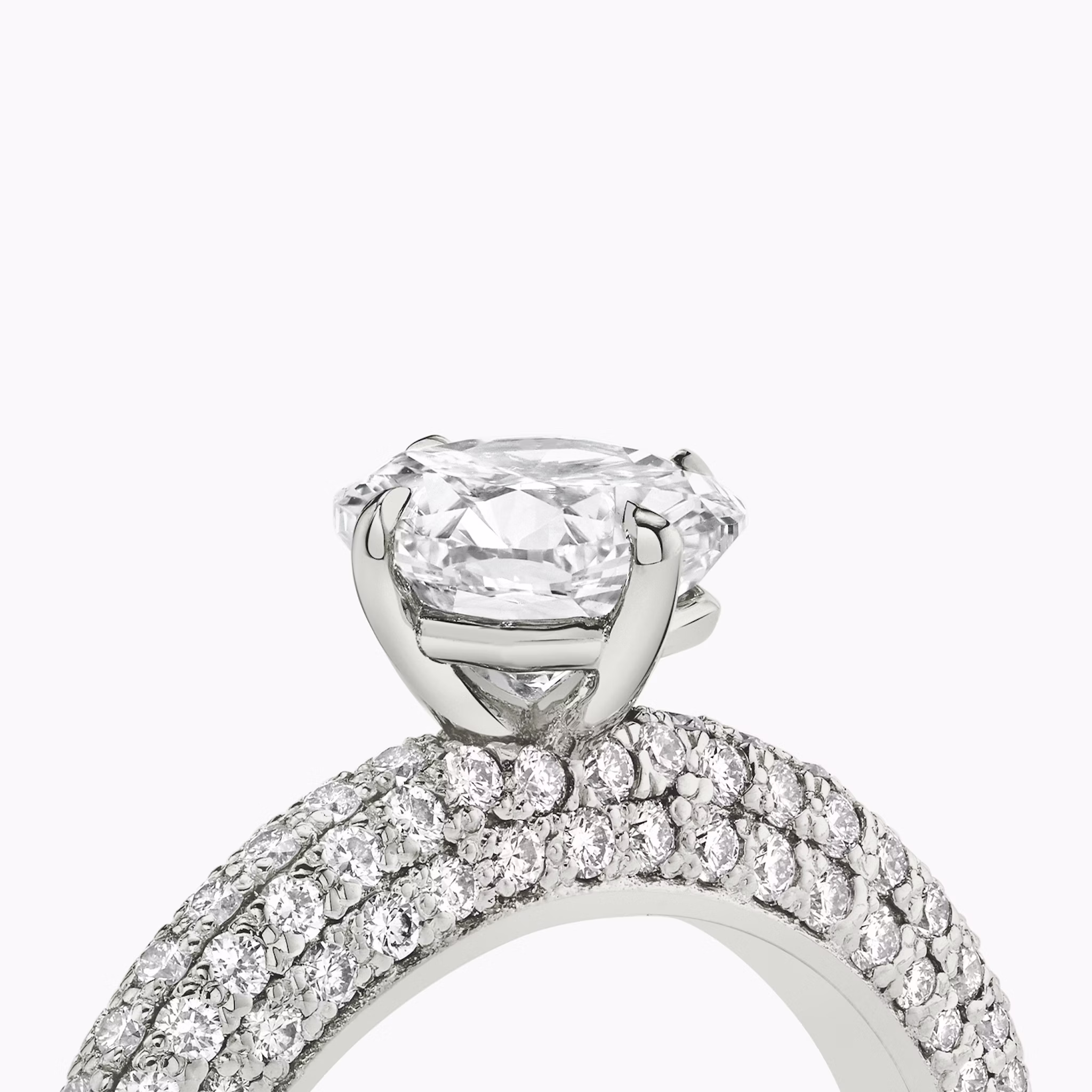 The Curator | Cushion | Platinum | bandAccent: Pavé | diamondOrientation: vertical | caratWeight: other