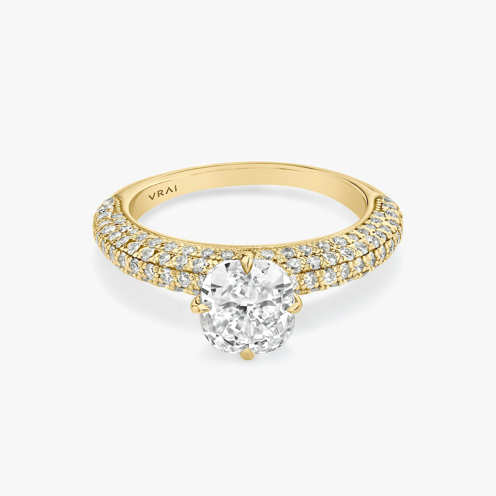 The Curator | Cushion | 18k | Yellow Gold | bandAccent: Pavé | diamondOrientation: vertical | caratWeight: other