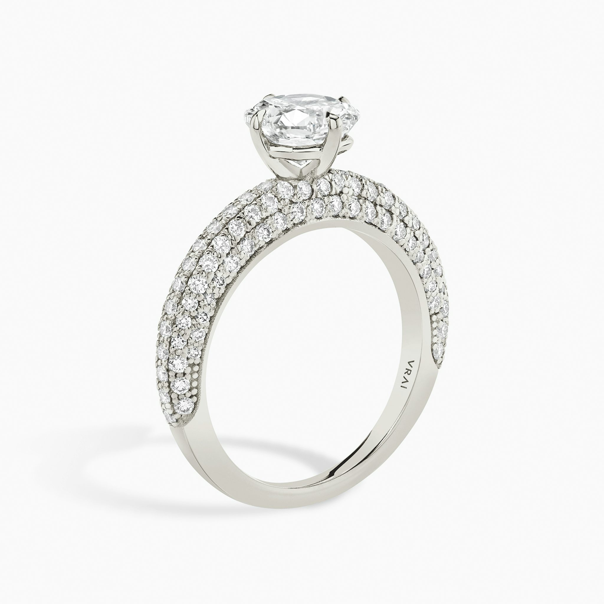 The Curator | Cushion | Platinum | bandAccent: Pavé | diamondOrientation: vertical | caratWeight: other