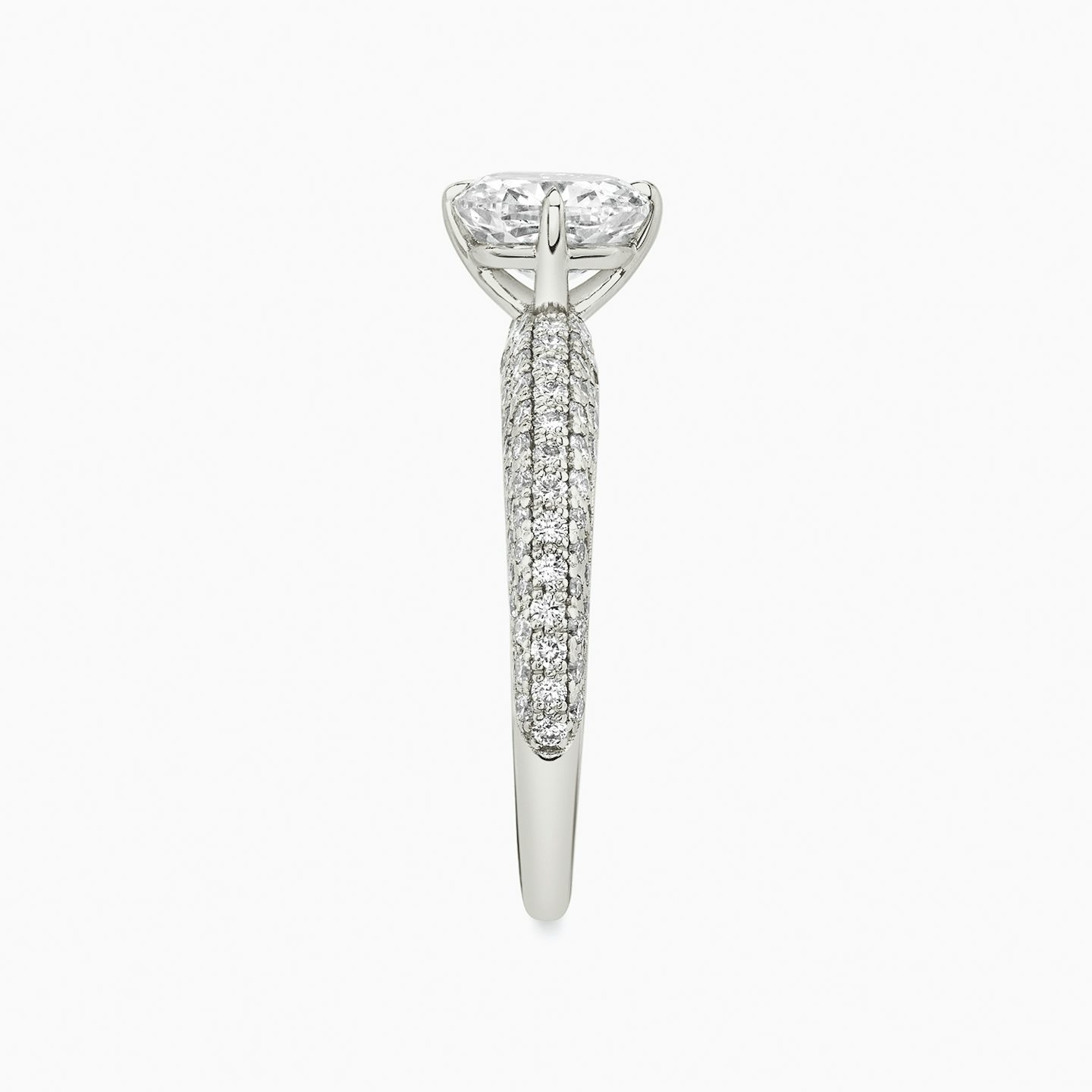 The Curator | Cushion | Platinum | bandAccent: Pavé | diamondOrientation: vertical | caratWeight: other