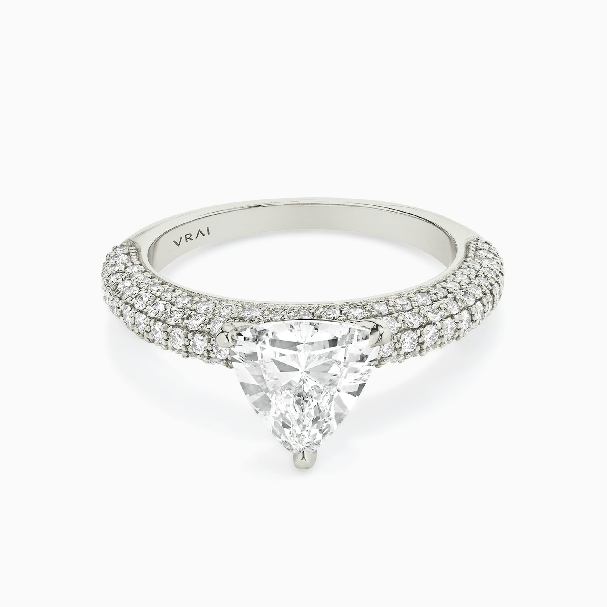 The Curator | Trillion | 18k | White Gold | bandAccent: Pavé | diamondOrientation: vertical | caratWeight: other