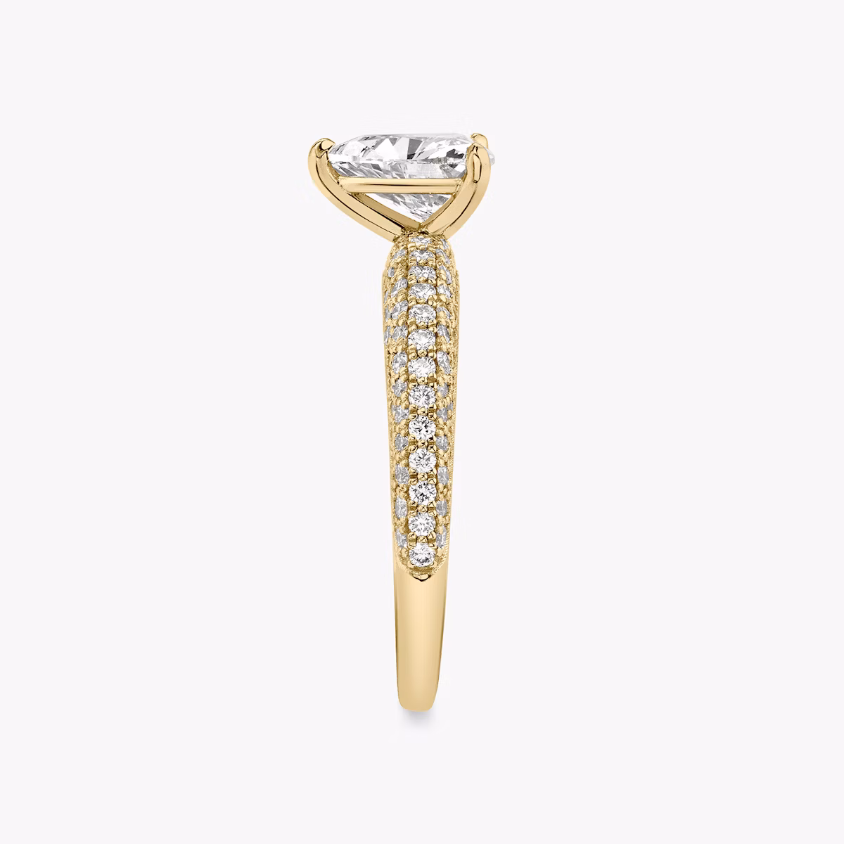 The Curator | Trillion | 18k | Yellow Gold | bandAccent: Pavé | diamondOrientation: vertical | caratWeight: other