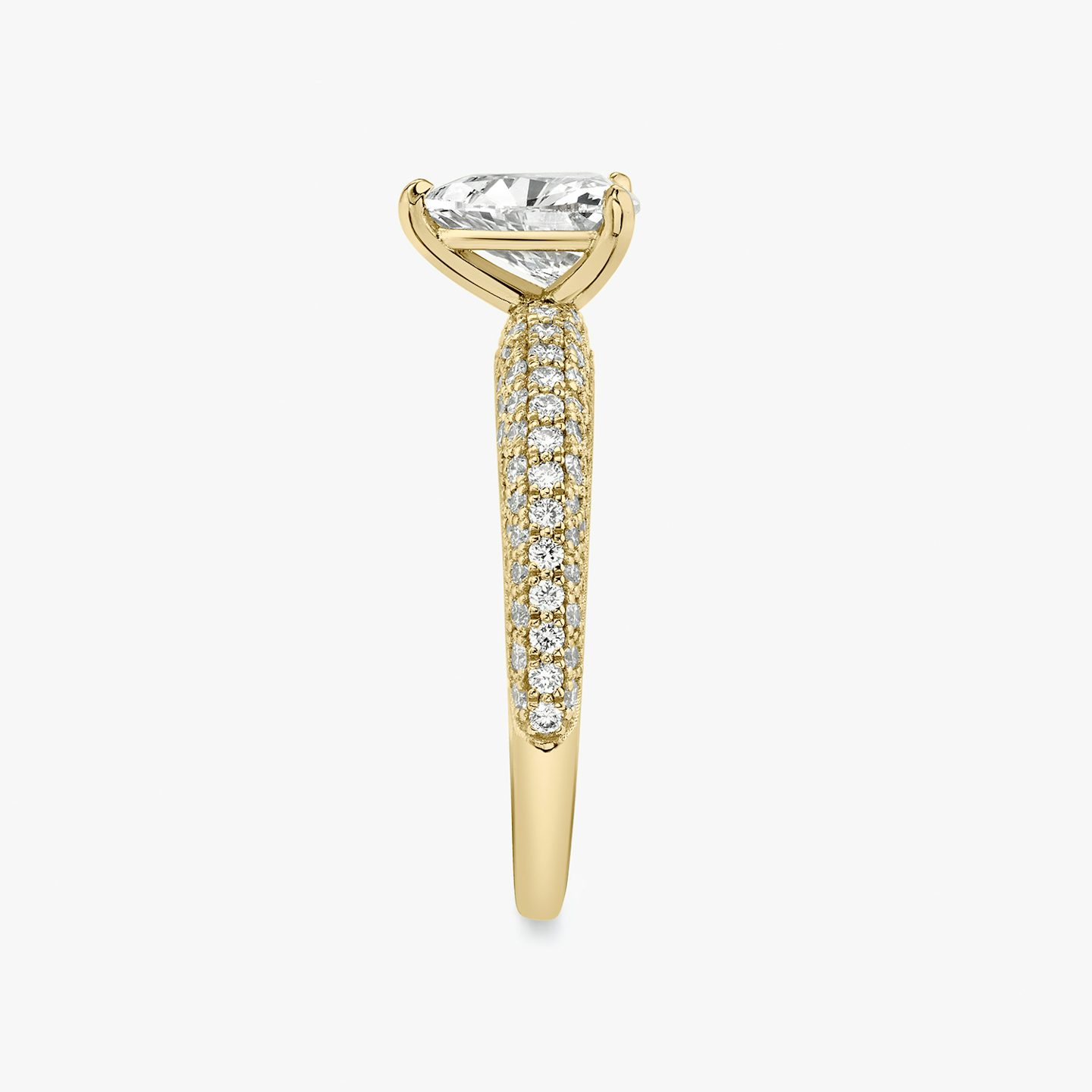 The Curator | Trillion | 18k | Yellow Gold | bandAccent: Pavé | diamondOrientation: vertical | caratWeight: other