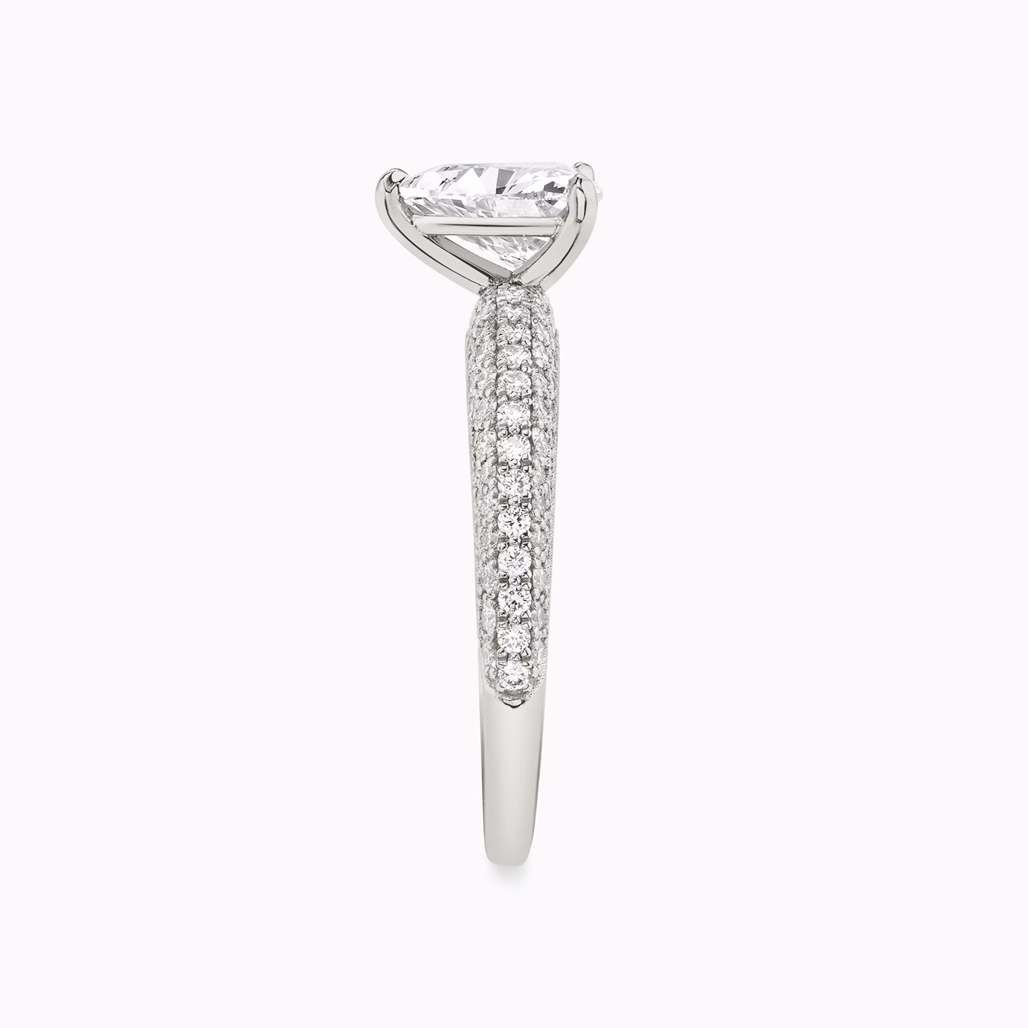 The Curator | Trillion | 18k | White Gold | bandAccent: Pavé | diamondOrientation: vertical | caratWeight: other
