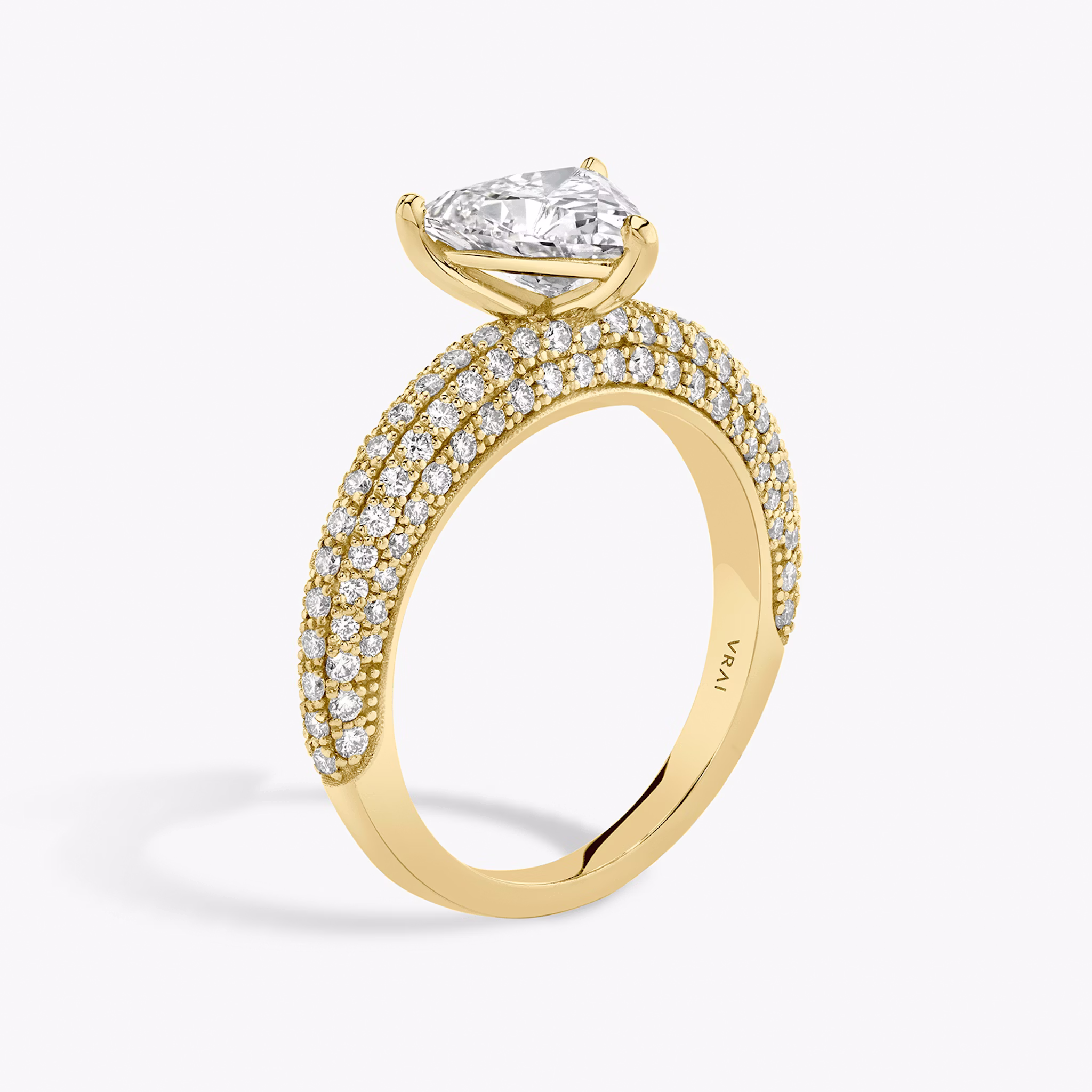 The Curator | Trillion | 18k | Yellow Gold | bandAccent: Pavé | diamondOrientation: vertical | caratWeight: other