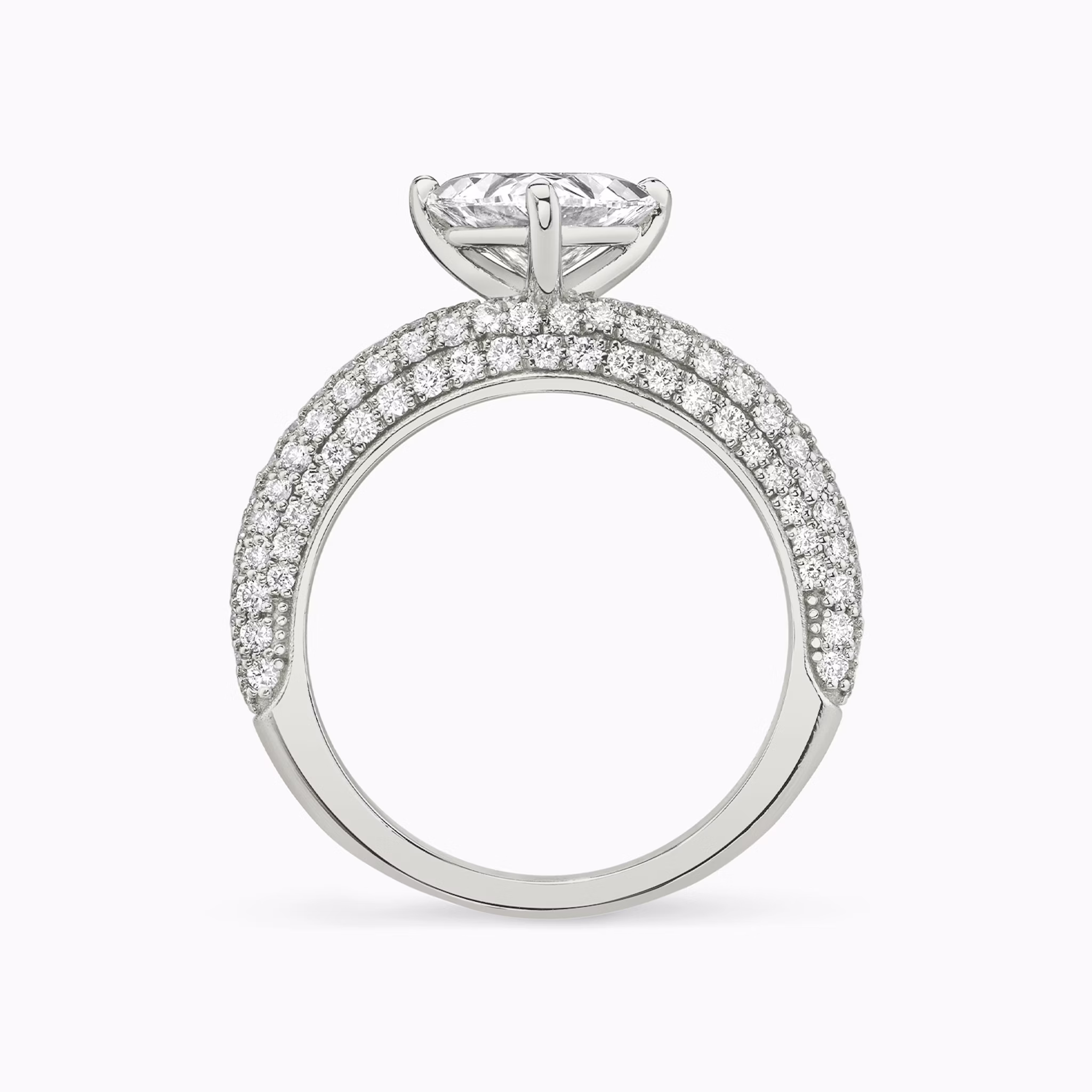 The Curator | Trillion | 18k | White Gold | bandAccent: Pavé | diamondOrientation: vertical | caratWeight: other