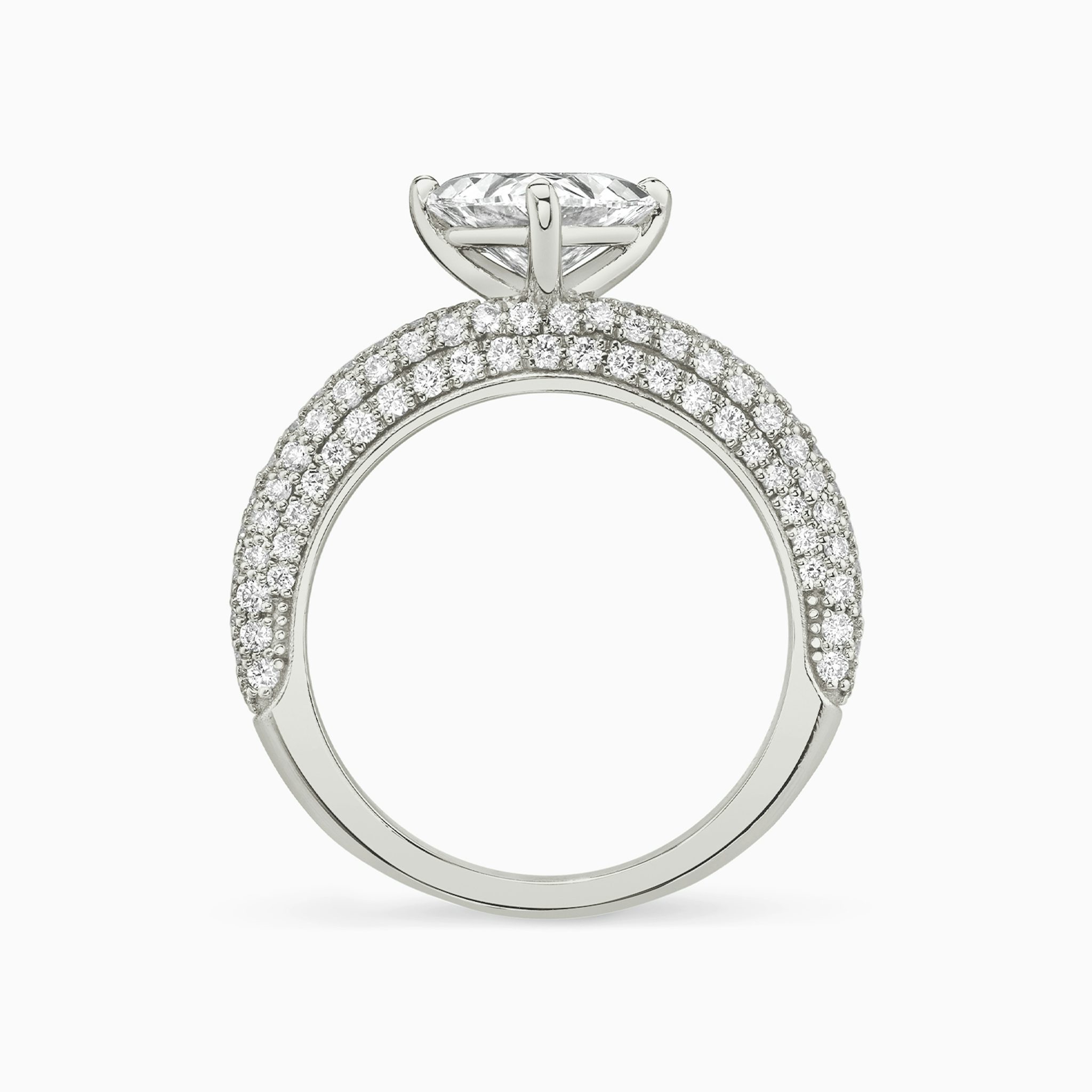 The Curator | Trillion | 18k | White Gold | bandAccent: Pavé | diamondOrientation: vertical | caratWeight: other