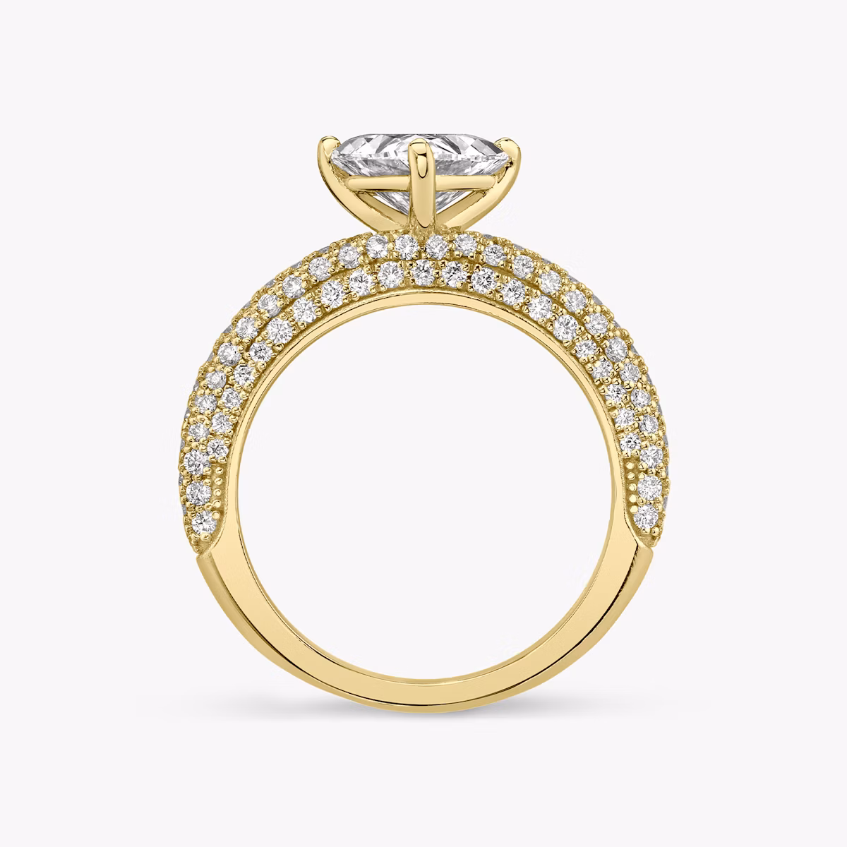 The Curator | Trillion | 18k | Yellow Gold | bandAccent: Pavé | diamondOrientation: vertical | caratWeight: other