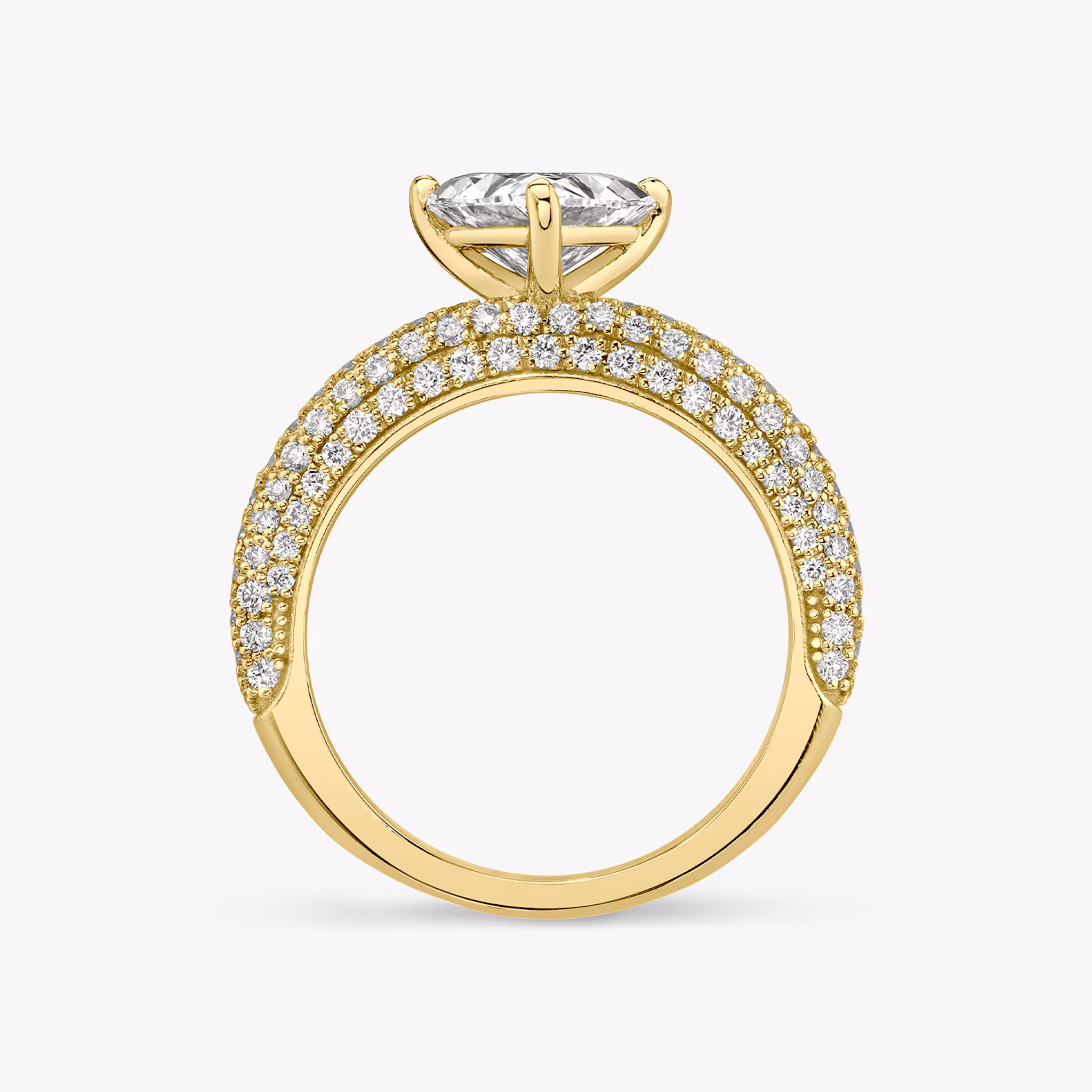 The Curator | Trillion | 18k | Yellow Gold | bandAccent: Pavé | diamondOrientation: vertical | caratWeight: other