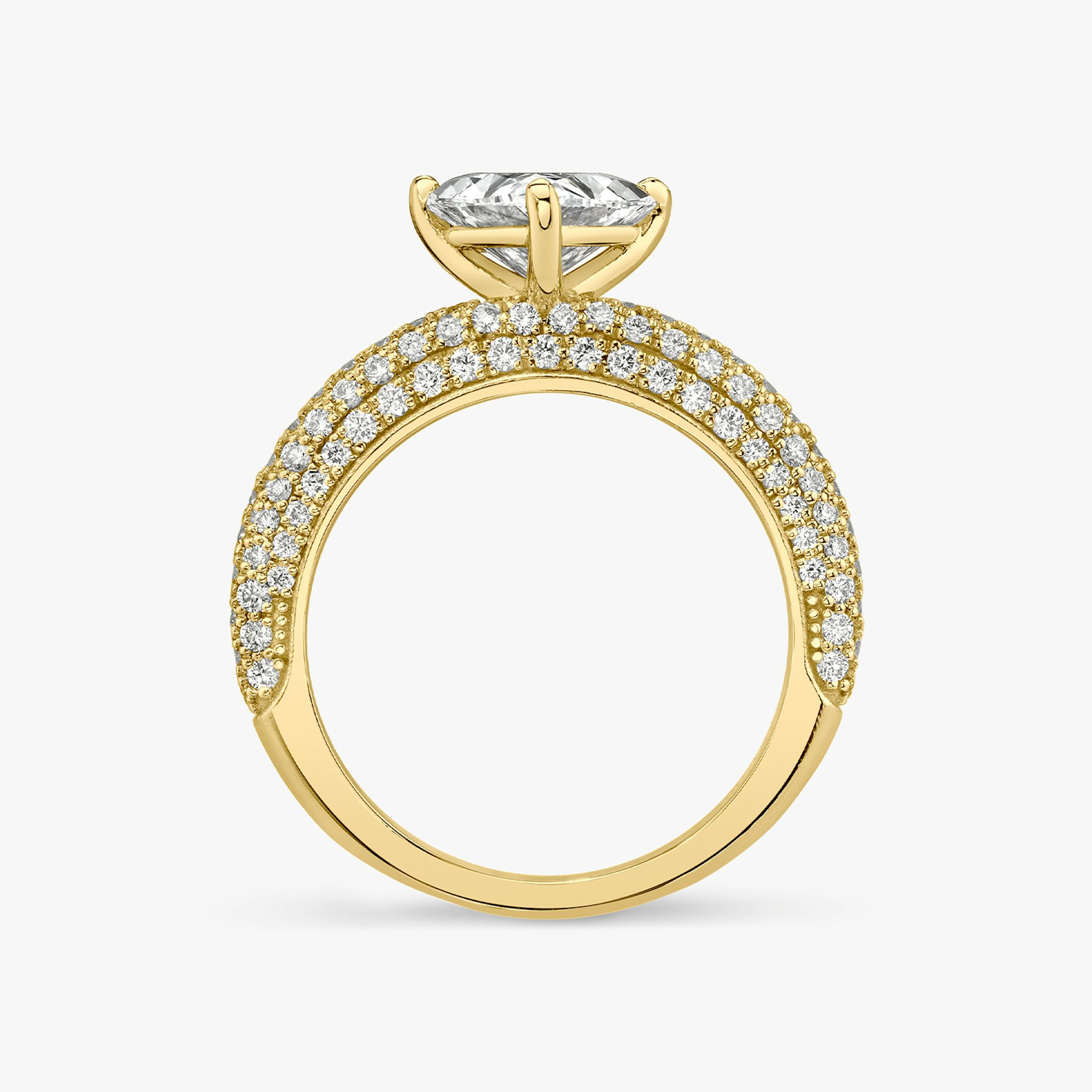 The Curator | Trillion | 18k | Yellow Gold | bandAccent: Pavé | diamondOrientation: vertical | caratWeight: other