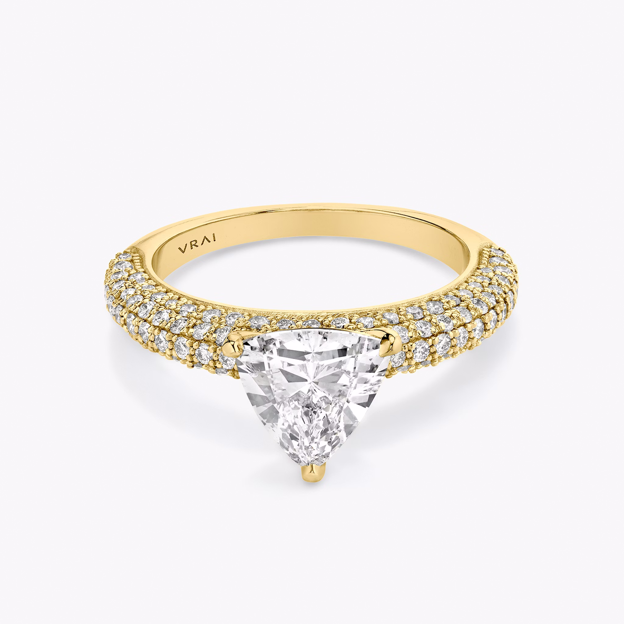 The Curator | Trillion | 18k | Yellow Gold | bandAccent: Pavé | diamondOrientation: vertical | caratWeight: other