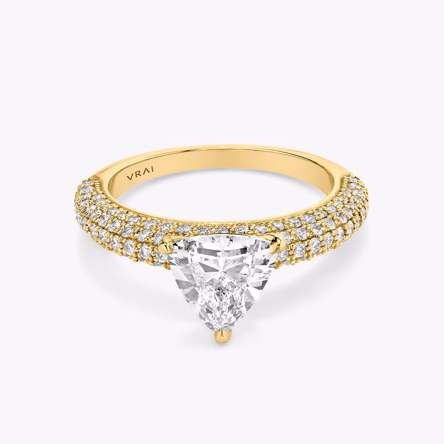 The Curator | Trillion | 18k | Yellow Gold | bandAccent: Pavé | diamondOrientation: vertical | caratWeight: other