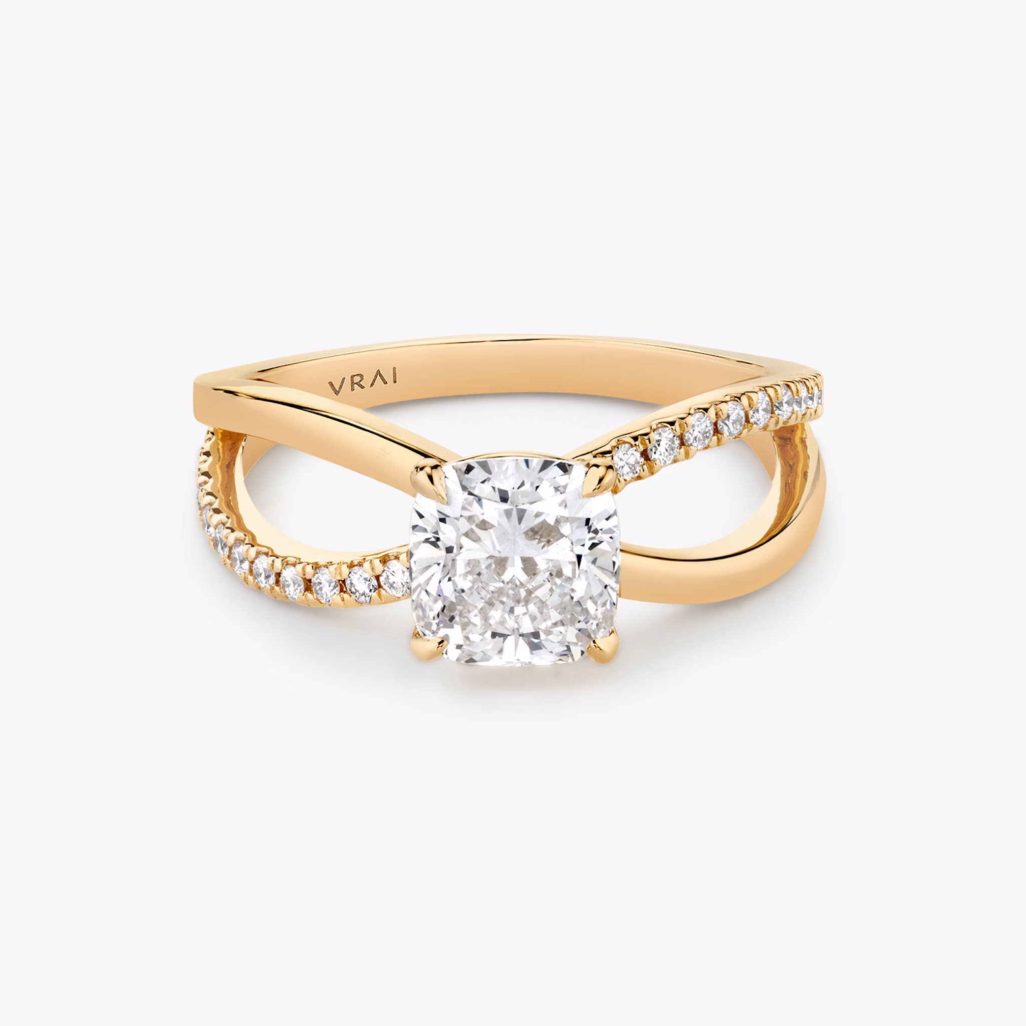 The Duet | Cushion | 14k | Rose Gold | bandAccent: Pavé | diamondOrientation: vertical | caratWeight: other
