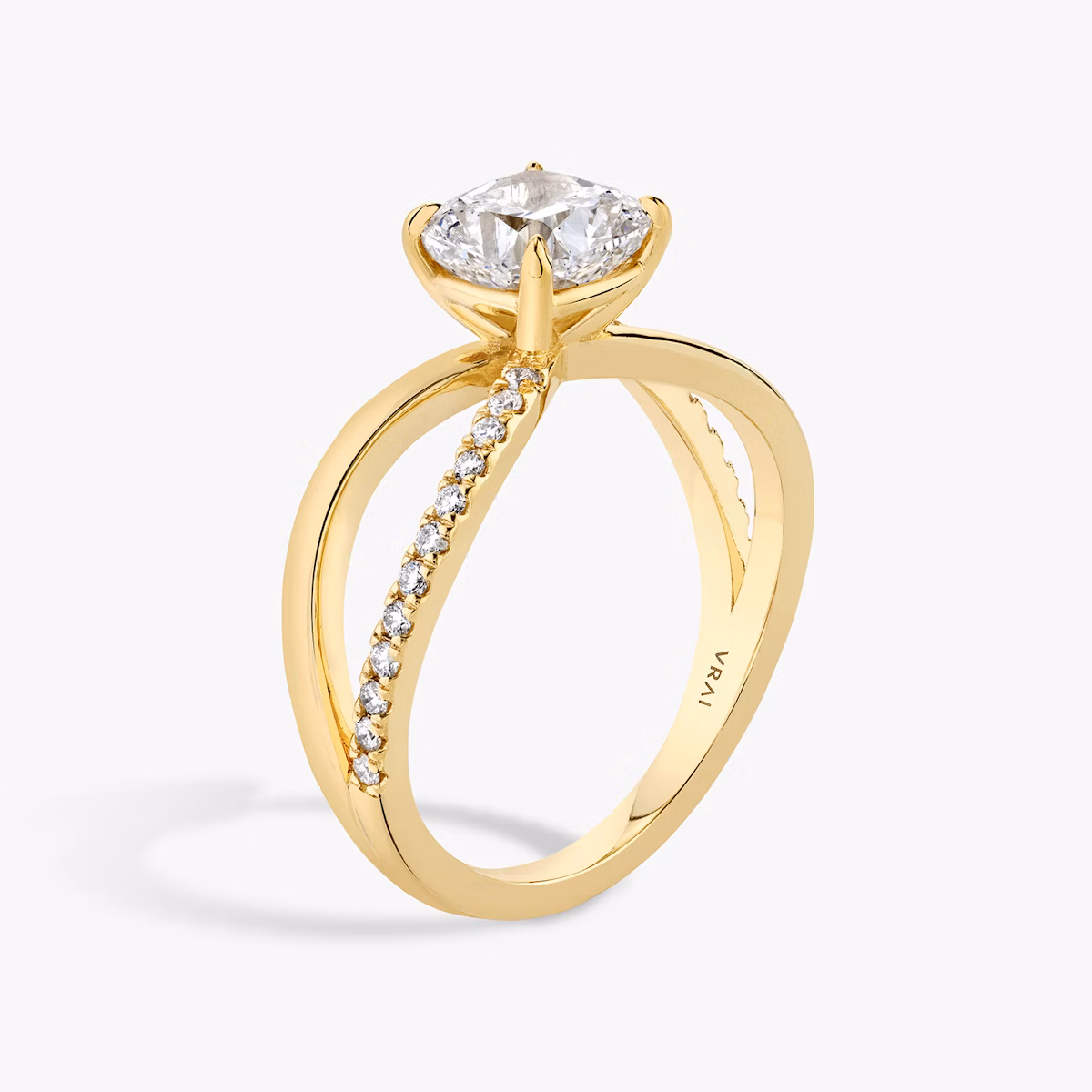 The Duet | Cushion | 18k | Yellow Gold | bandAccent: Pavé | diamondOrientation: vertical | caratWeight: other