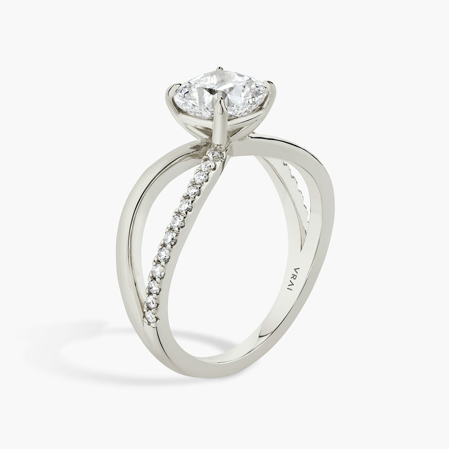 The Duet | Cushion | Platinum | bandAccent: Pavé | diamondOrientation: vertical | caratWeight: other