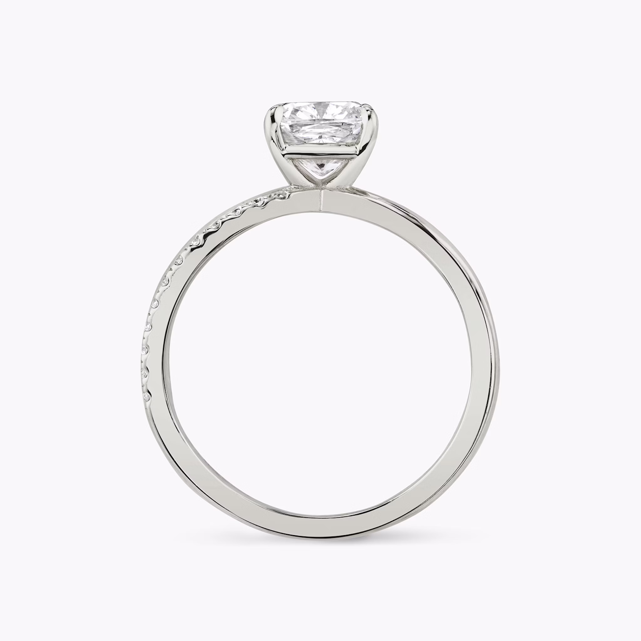 The Duet | Cushion | Platinum | bandAccent: Pavé | diamondOrientation: vertical | caratWeight: other