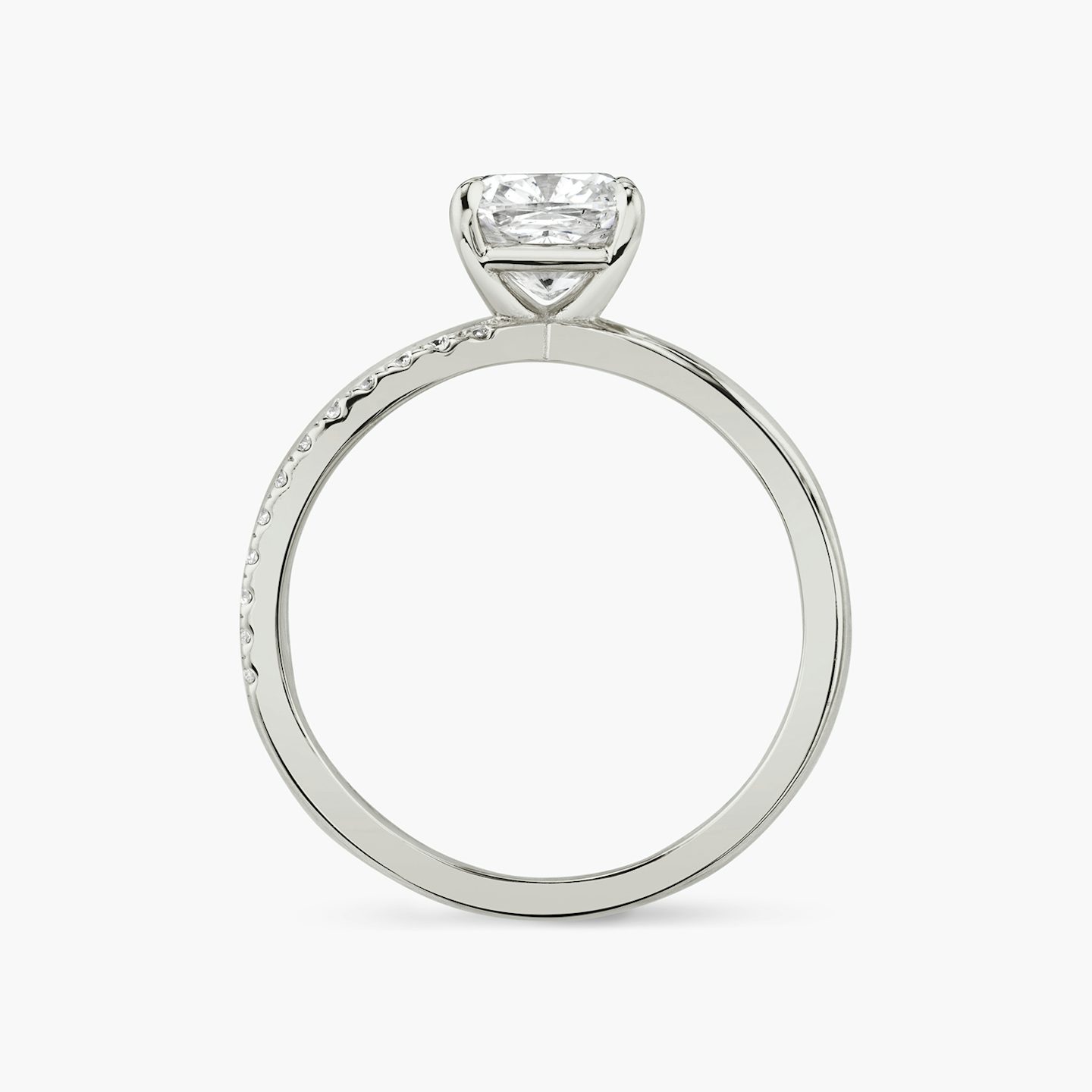 The Duet | Cushion | Platinum | bandAccent: Pavé | diamondOrientation: vertical | caratWeight: other