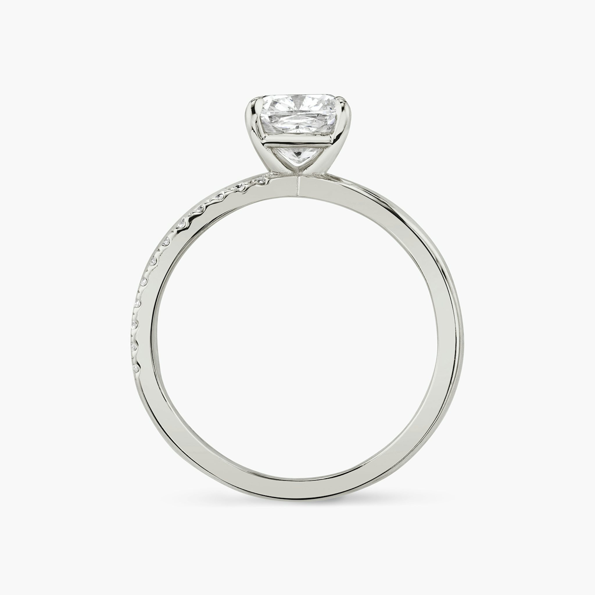 The Duet | Cushion | Platinum | bandAccent: Pavé | diamondOrientation: vertical | caratWeight: other