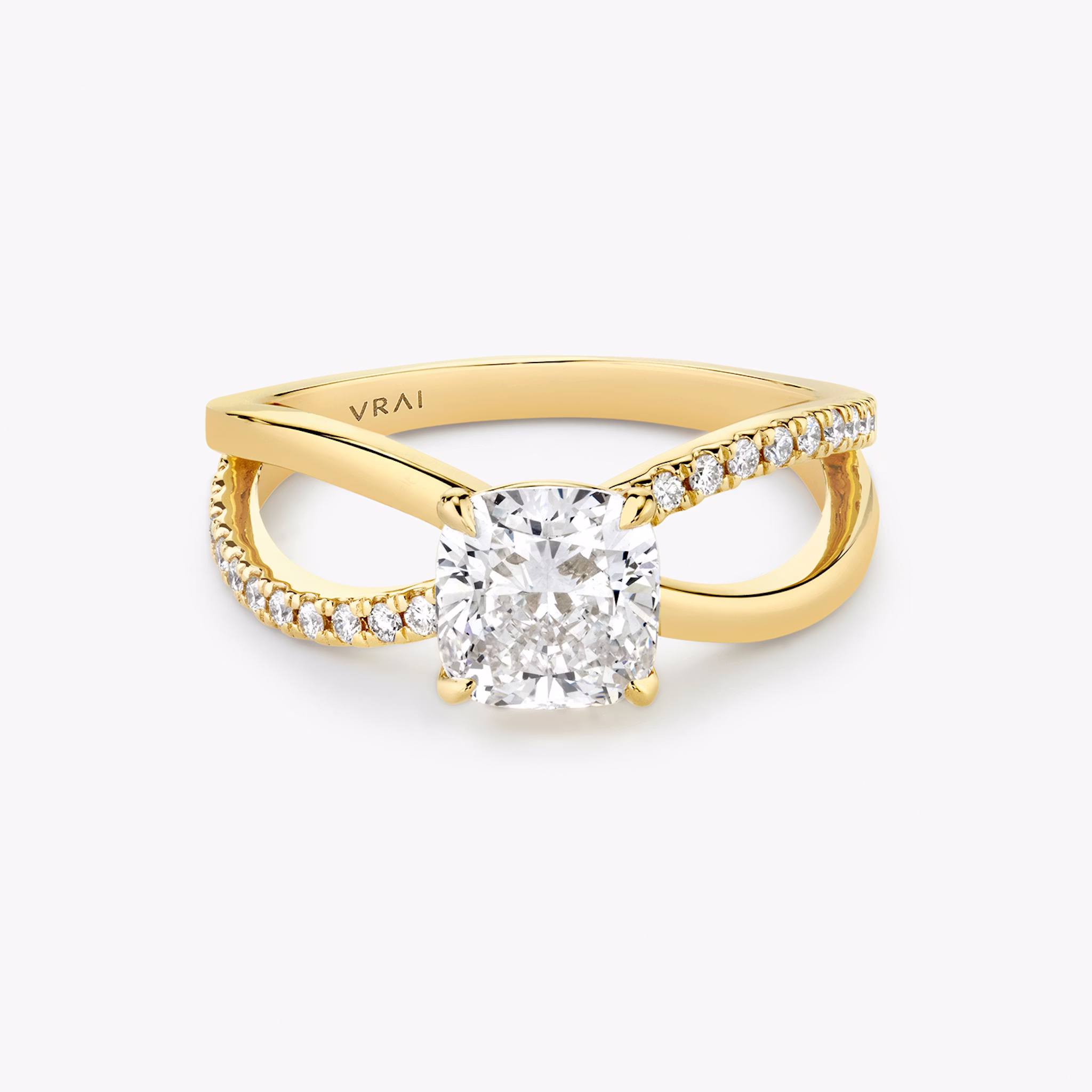 The Duet | Cushion | 18k | Yellow Gold | bandAccent: Pavé | diamondOrientation: vertical | caratWeight: other