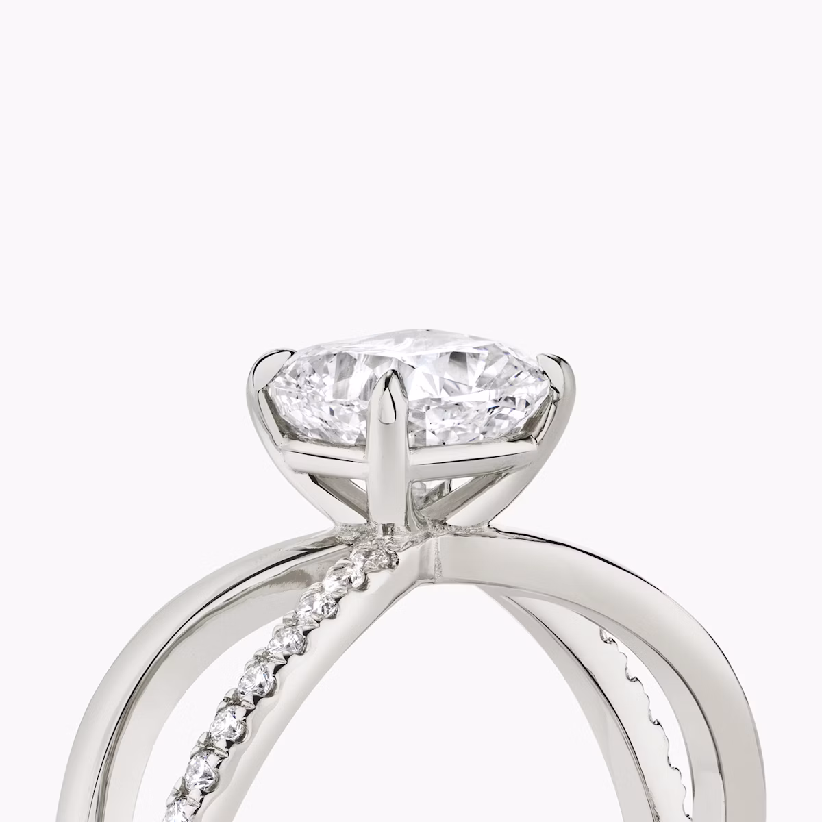 The Duet | Cushion | Platinum | bandAccent: Pavé | diamondOrientation: vertical | caratWeight: other