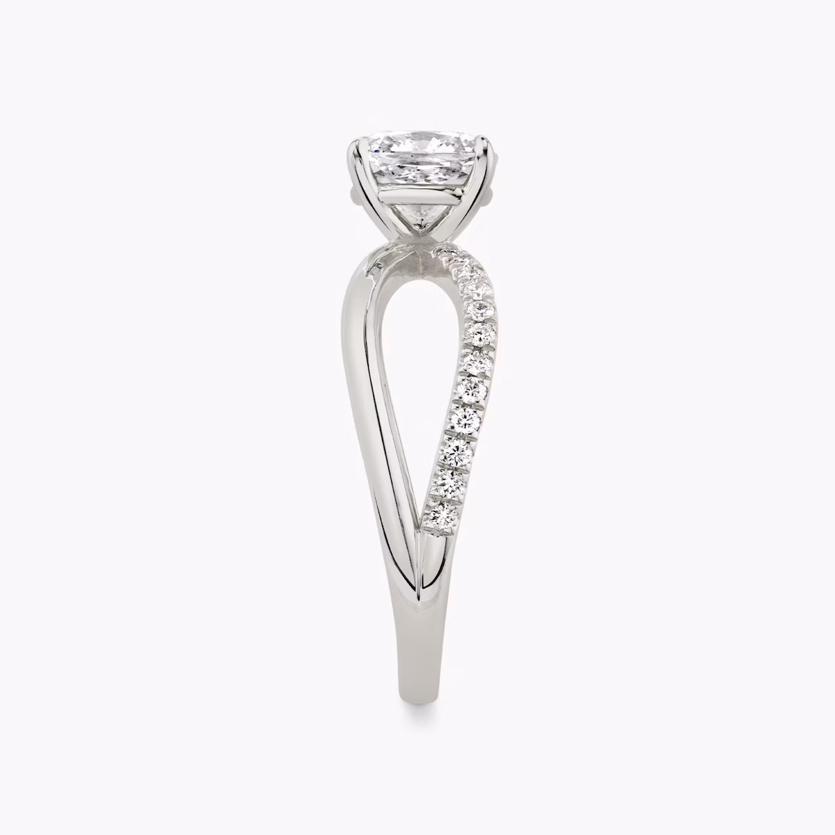 The Duet | Cushion | Platinum | bandAccent: Pavé | diamondOrientation: vertical | caratWeight: other