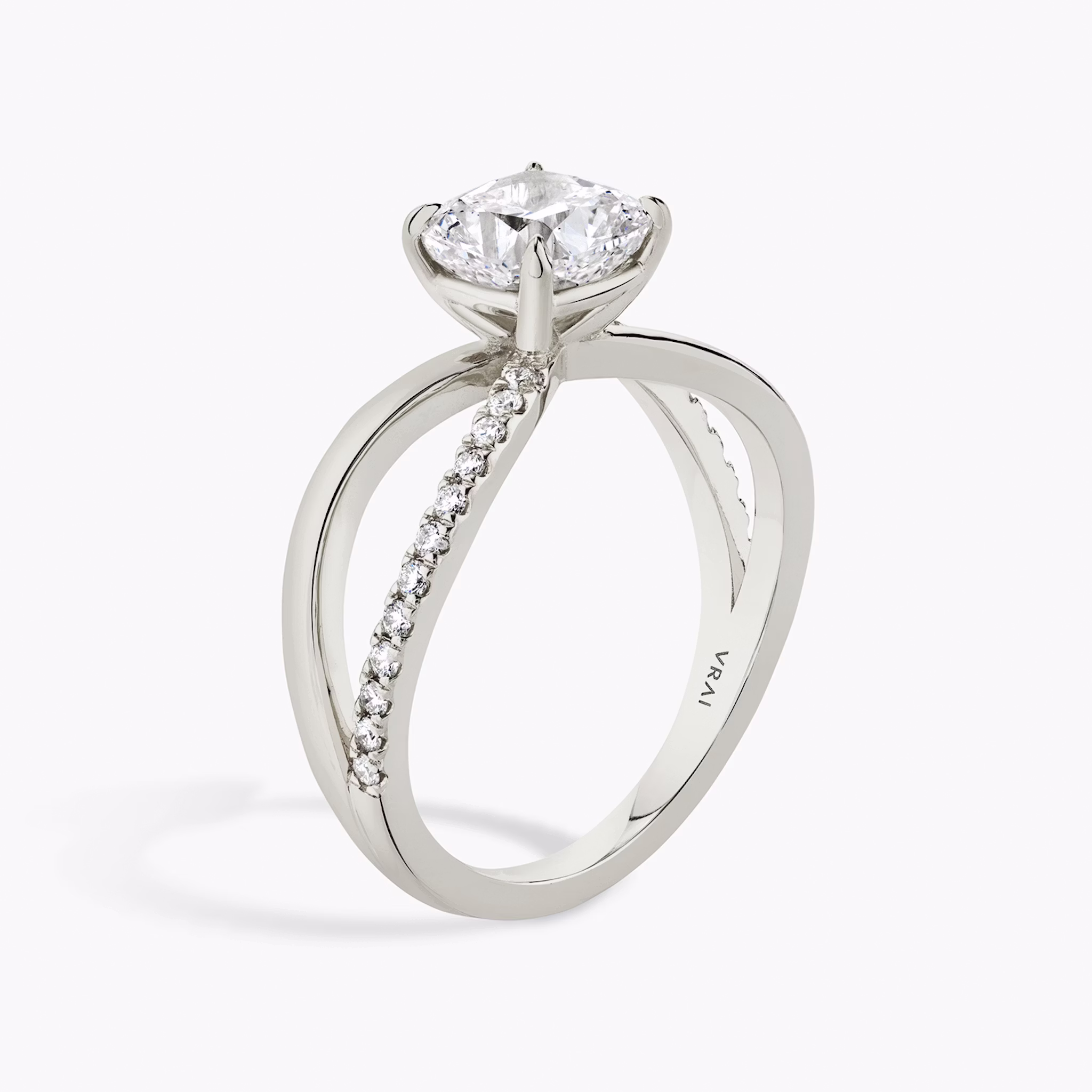 The Duet | Cushion | 18k | White Gold | bandAccent: Pavé | diamondOrientation: vertical | caratWeight: other
