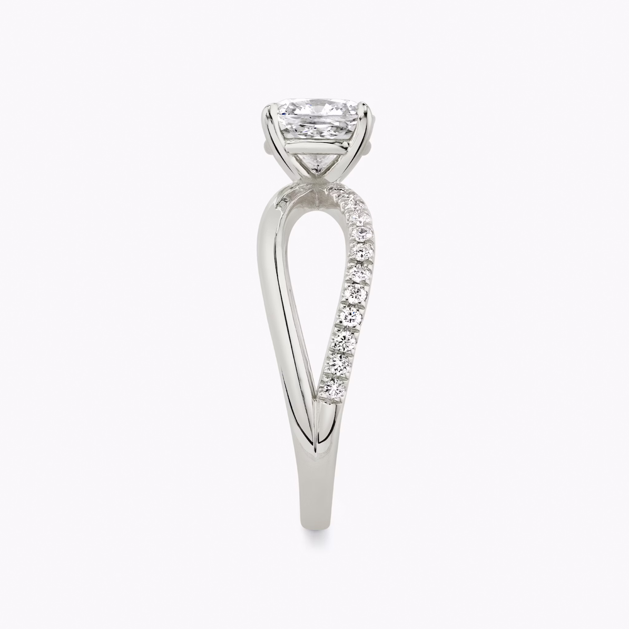 The Duet | Cushion | 18k | White Gold | bandAccent: Pavé | diamondOrientation: vertical | caratWeight: other