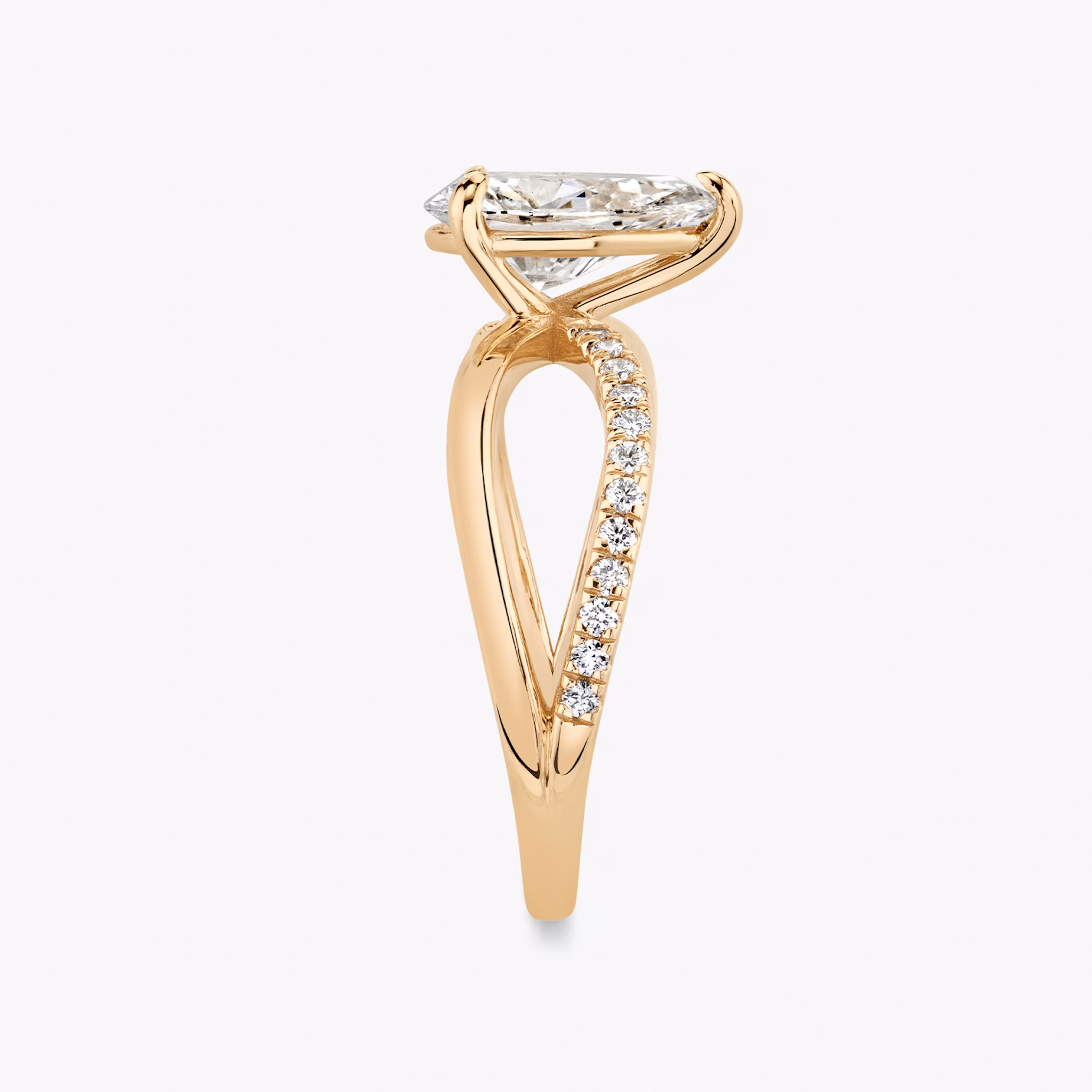 The Duet | Pear | 14k | Rose Gold | bandAccent: Pavé | diamondOrientation: vertical | caratWeight: other